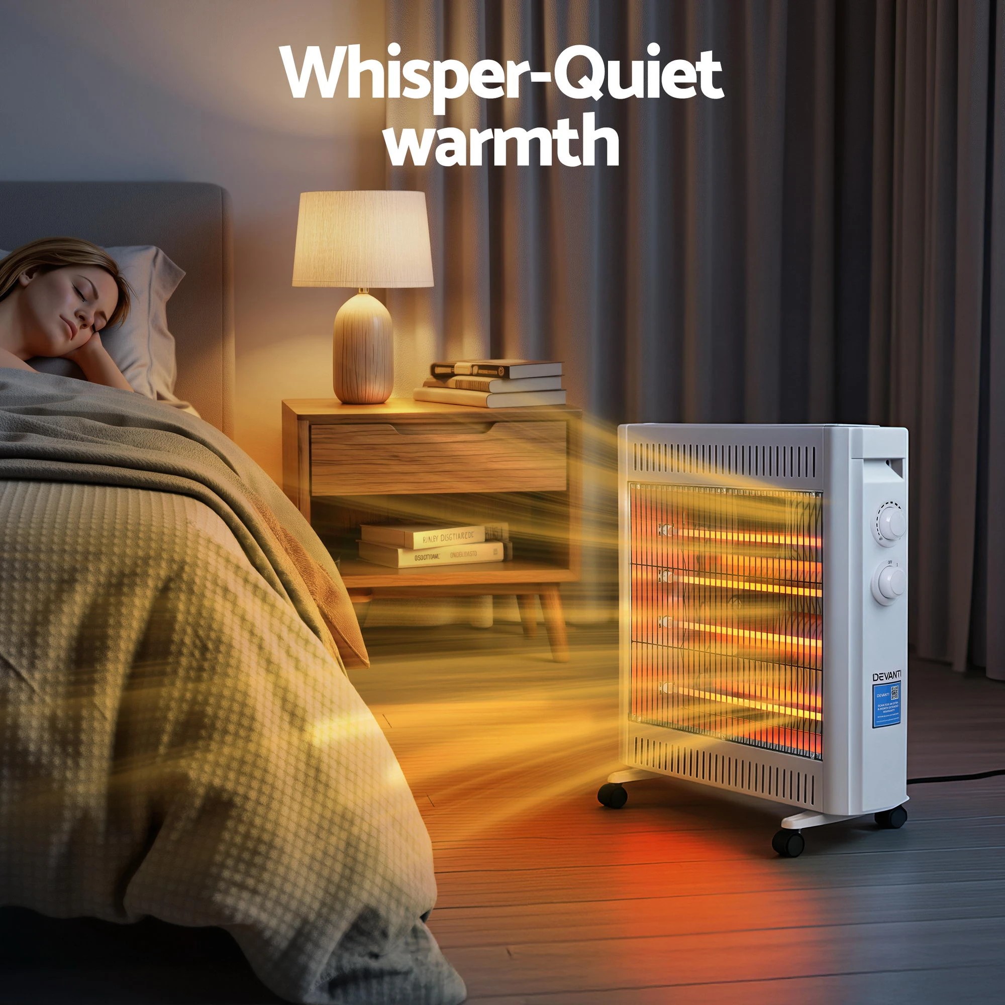 4 Devanti 2200W Infra Radiant Heater Portable Electric Space Heating - White, 4 of 6