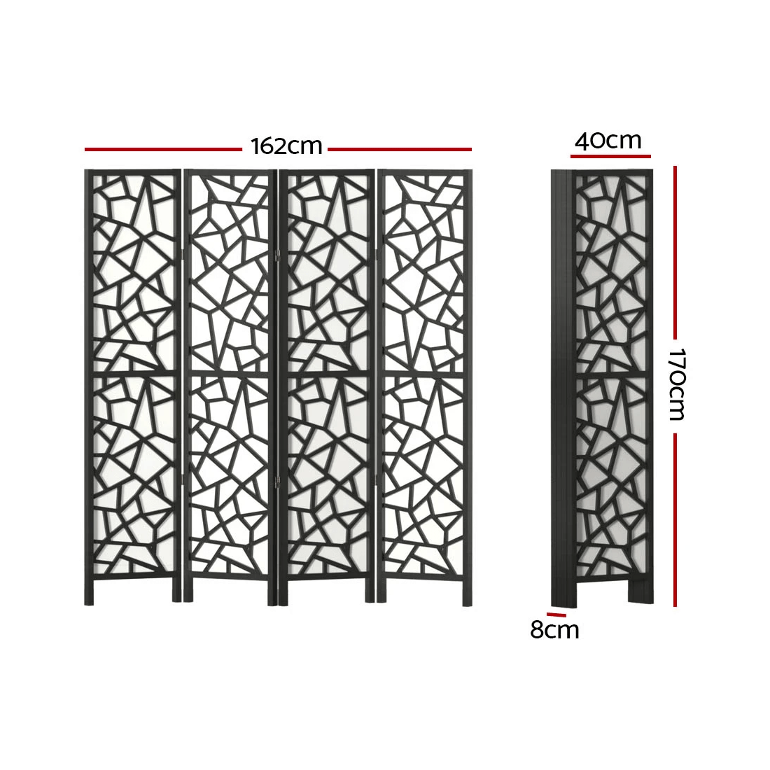 2 Artiss 4 Panel Room Divider Screen 162x170cm Clover - Black, 2 of 7