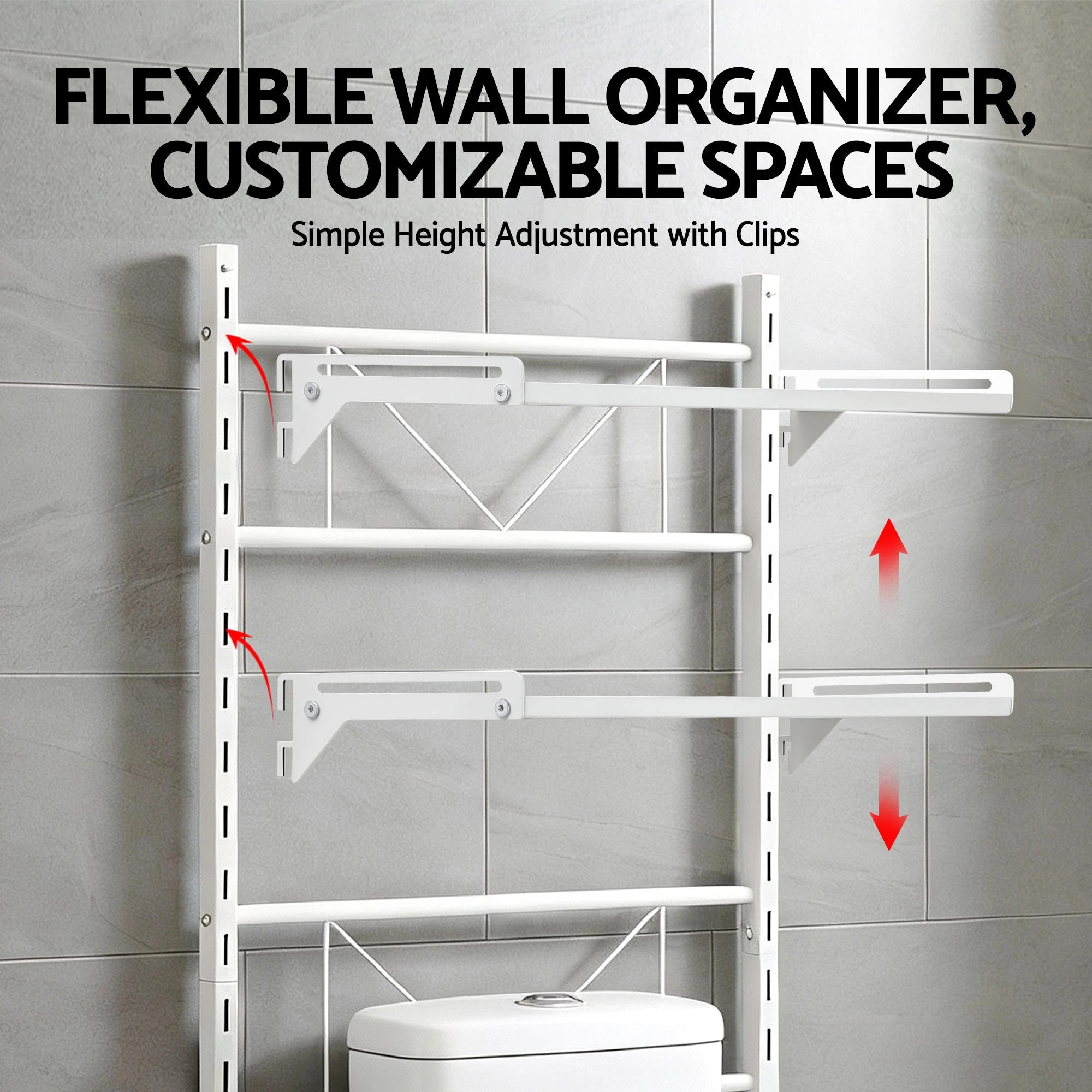 7 Artiss Over Toilet Bathroom Storage Shelf Rack Over Toilet 2 Tier - White, 7 of 8