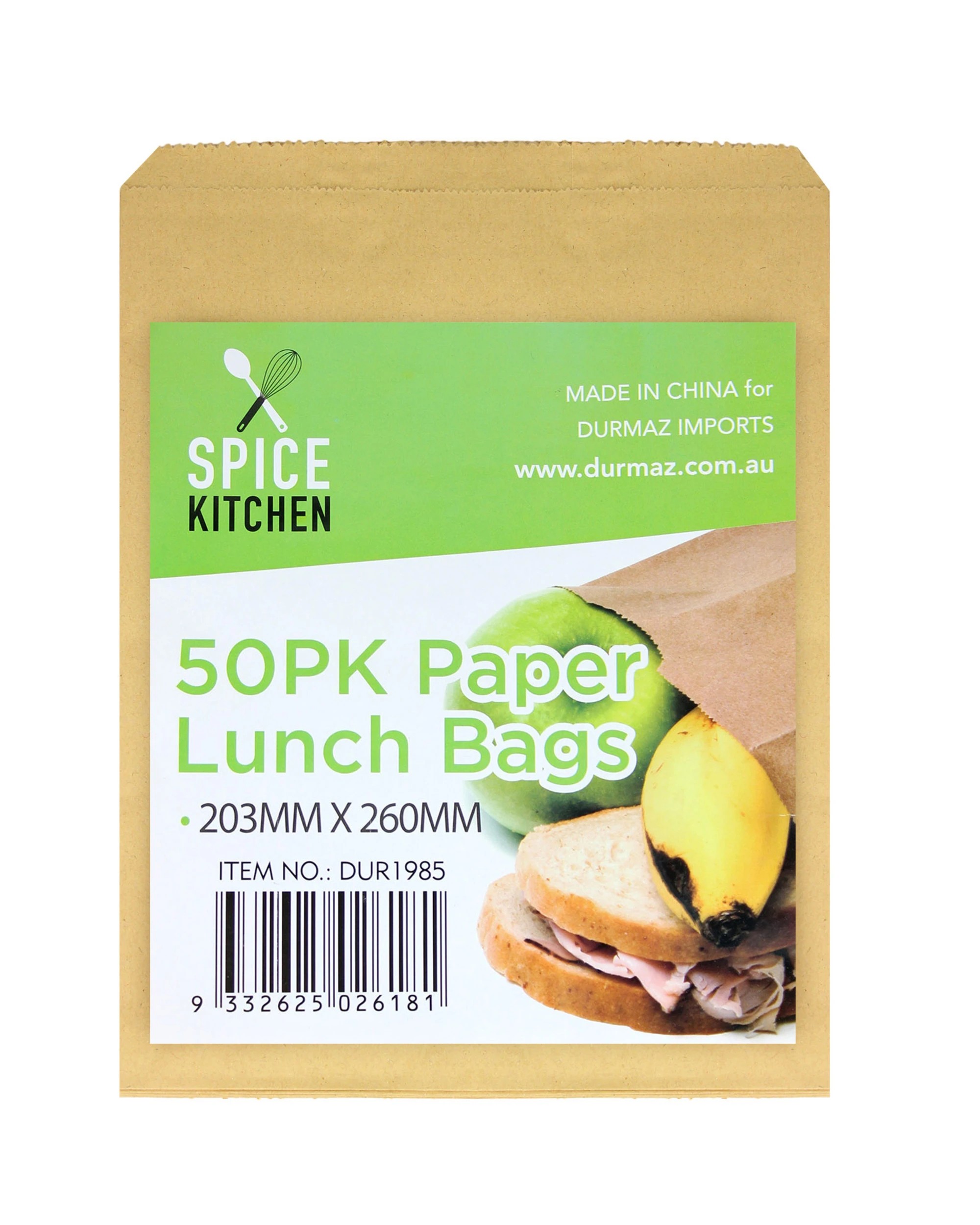 1 Durmaz Brown Paper Lunch Bags 26cm Pack of 50 - Brown, 1 of 1