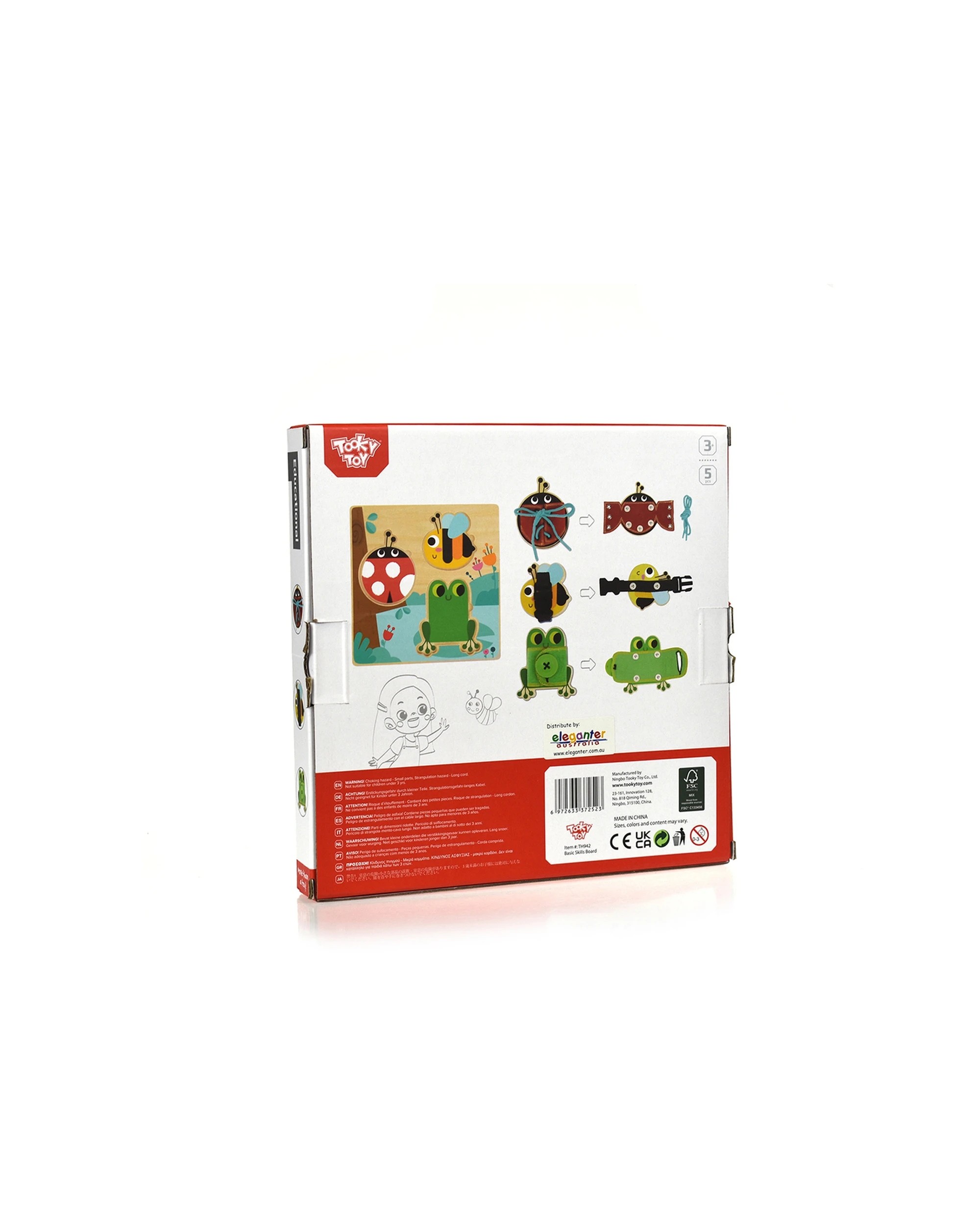 7 Tooky Toy Basic Skills Lacing Kids Children Buttons Wooden Puzzle Board - Multi, 7 of 7