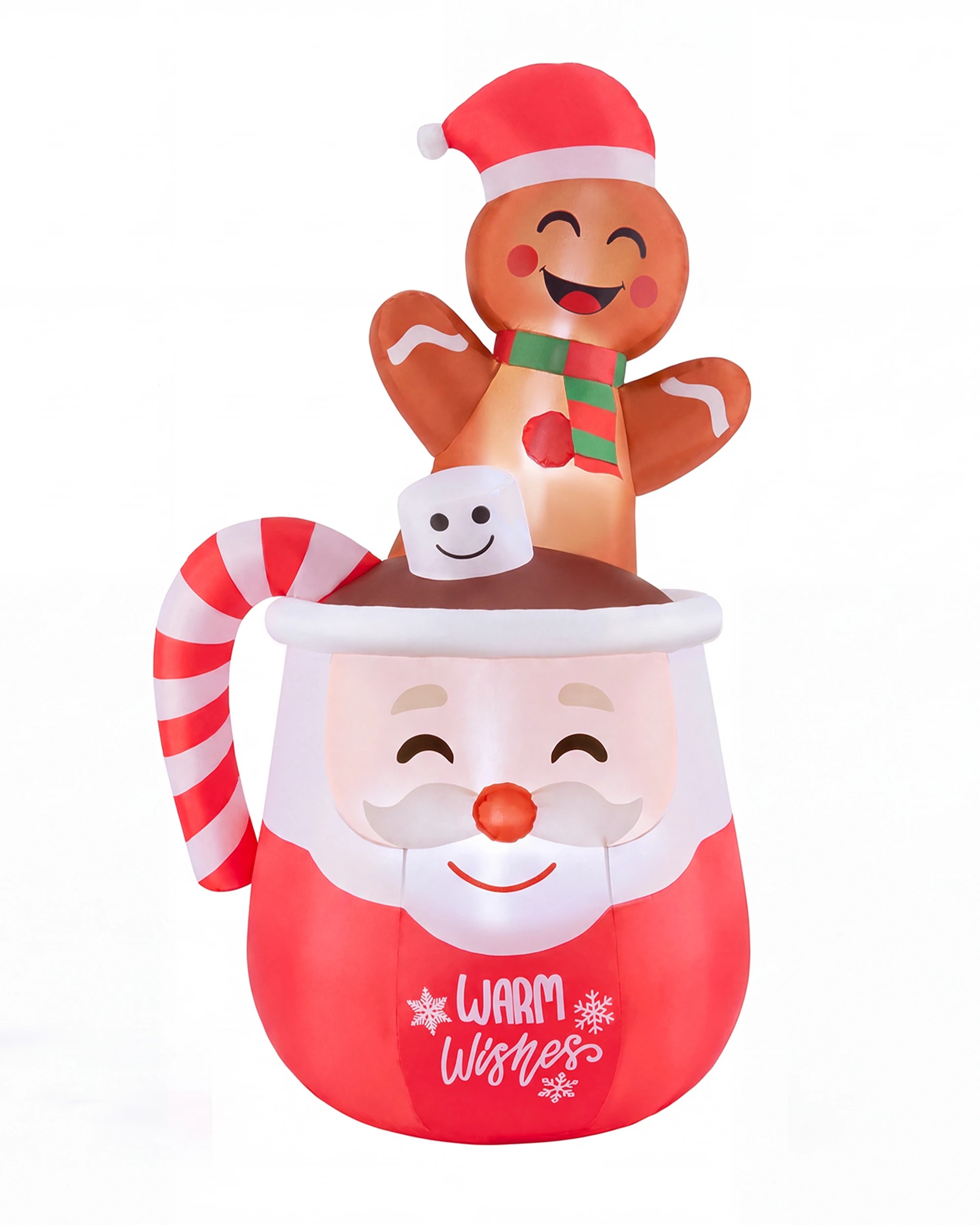 ZUNI Christmas Inflatable 1.8M Gingerbread Man in Hot Cocoa Mug LED ...