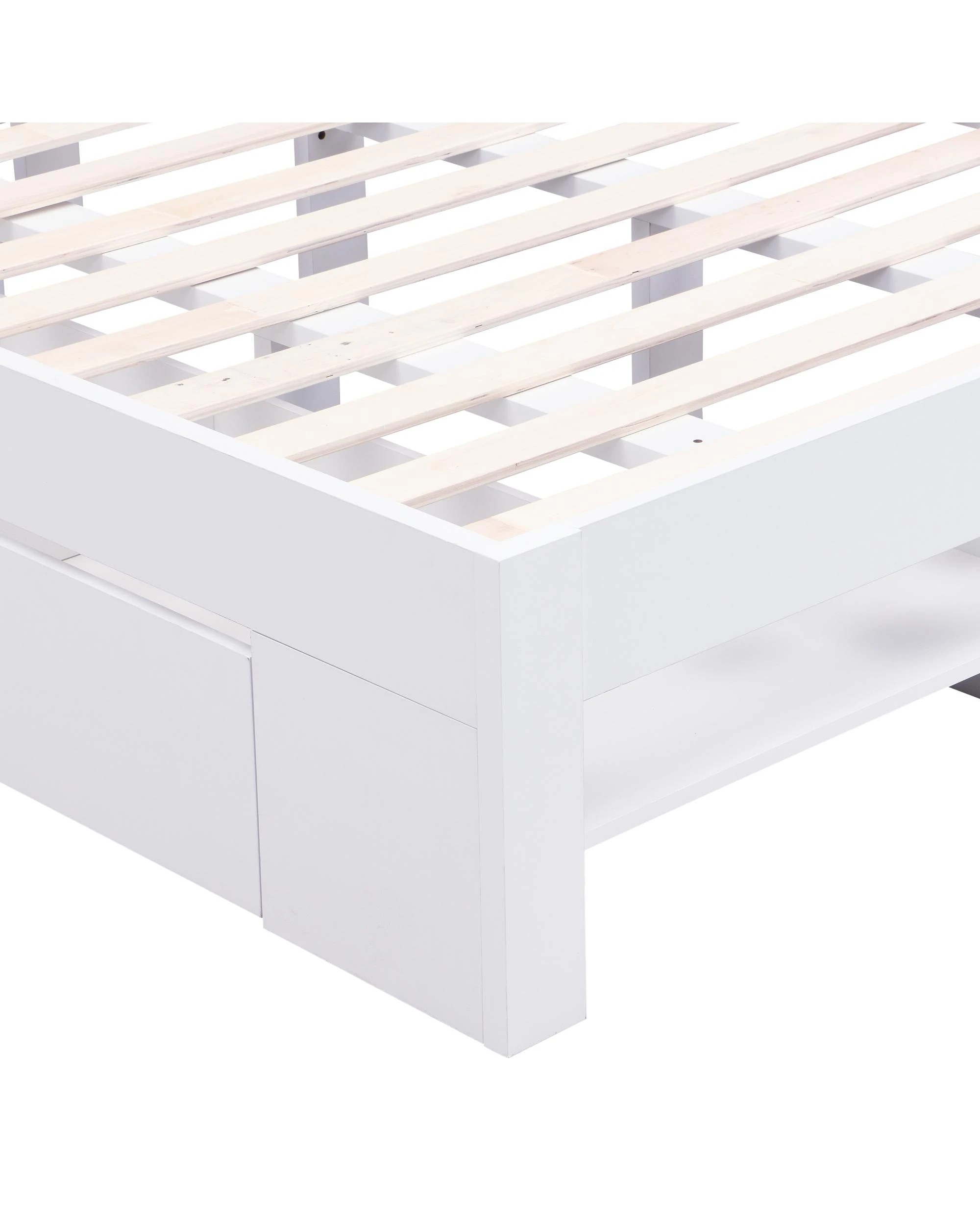 10 Kodu Bed Frame with Open Shelving and Pull Out Storage Double Size - White, 10 of 10