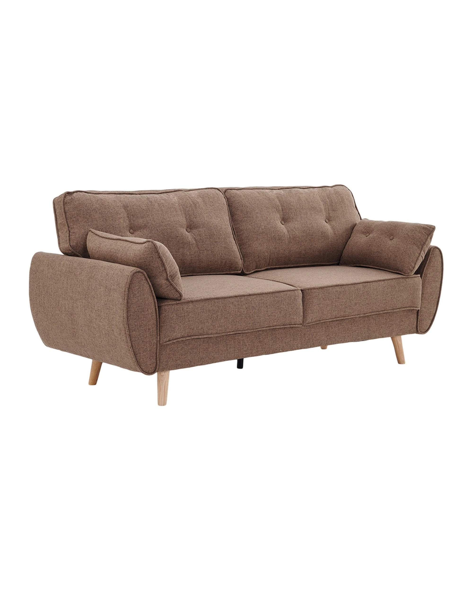 1 Sarantino 3 Seater Modular Linen Fabric Sofa Bed Couch Futon - Brown, 1 of 10