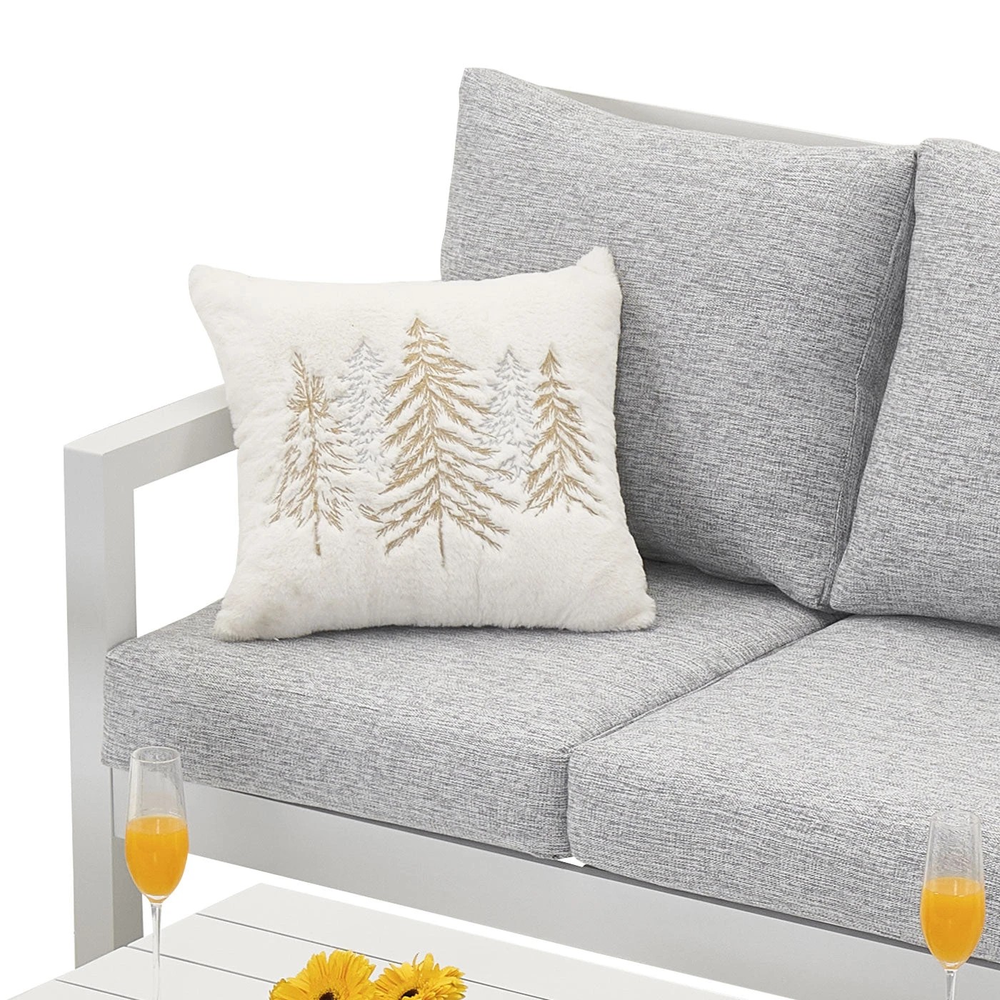 9 Moda Living Manly 3 Seater White Aluminium Outdoor Sofa Lounge - Light Textured Grey Cushions - White, 9 of 10
