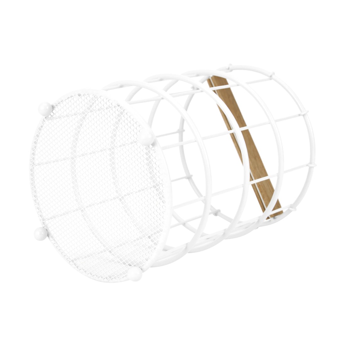 4 Off White and Acacia Utensil Holder, 4 of 6