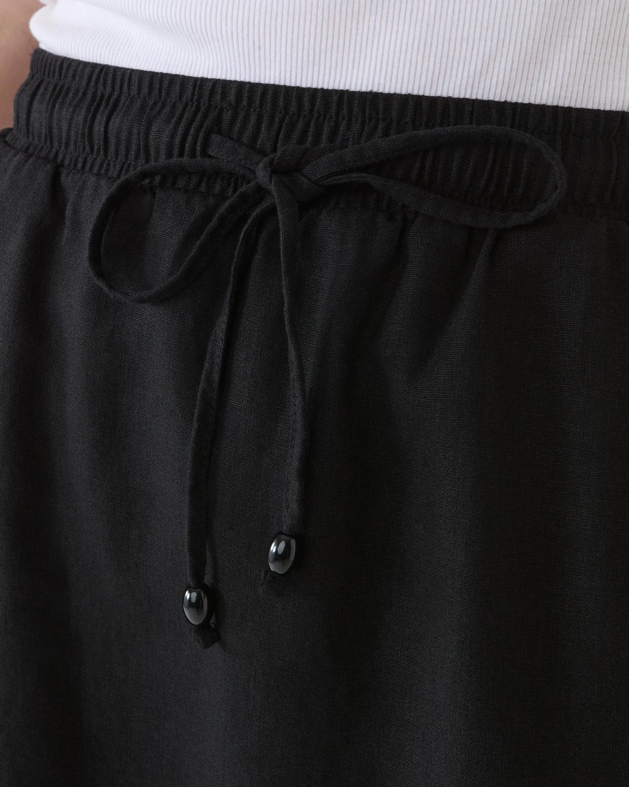 4 Linen Blend Mini Skirt Black, 4 of 6