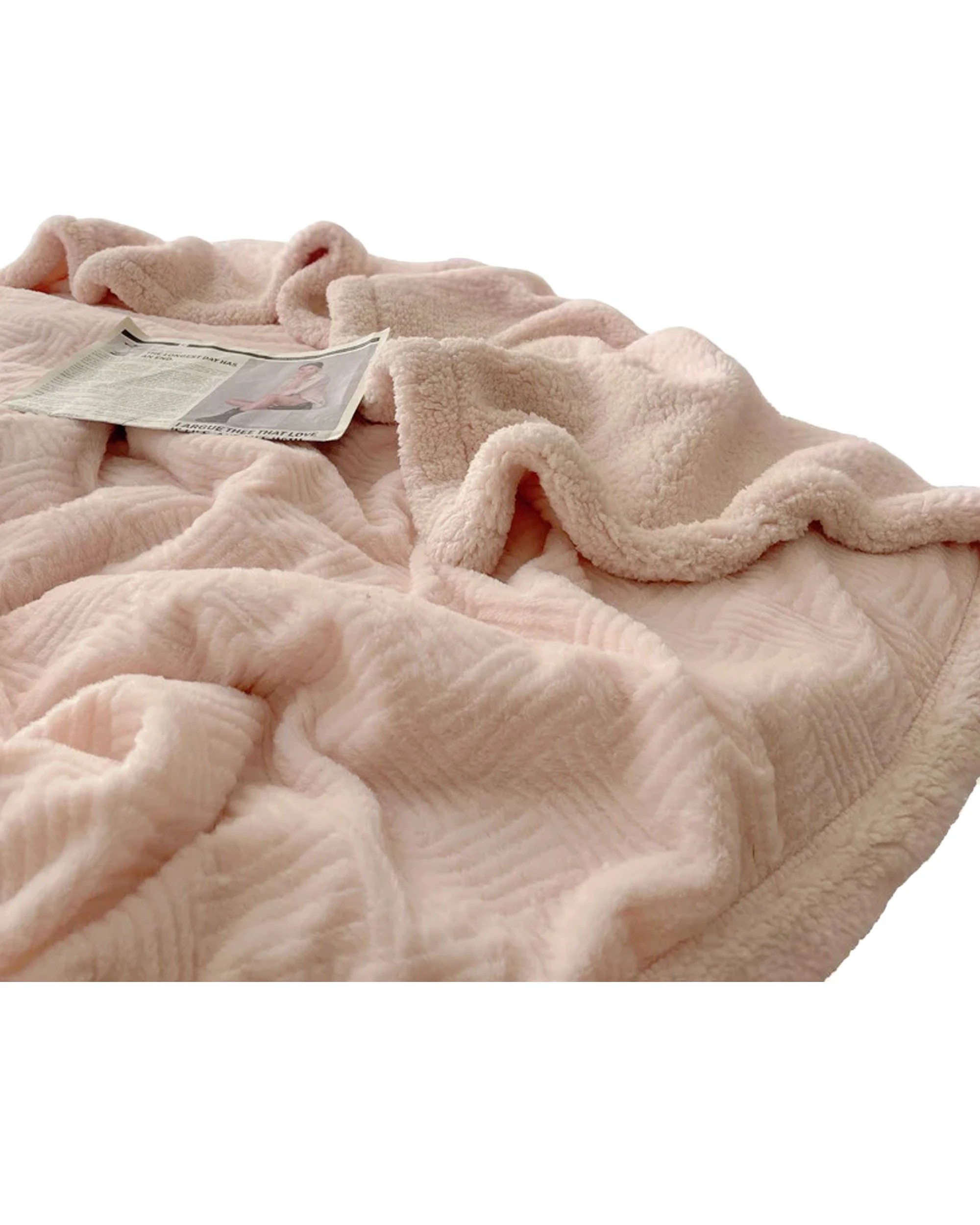 1 Cotton More Large Faux Rabbit Plush Blanket Throw 200x230cm Fairy - Pink, 1 of 6
