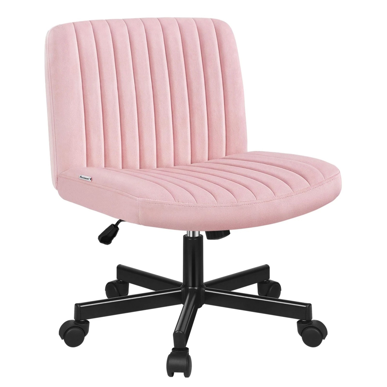 1 Alfordson Office Desk Chair Computer Armless Wide Seat Mid Back Velvet - Pink, 1 of 9