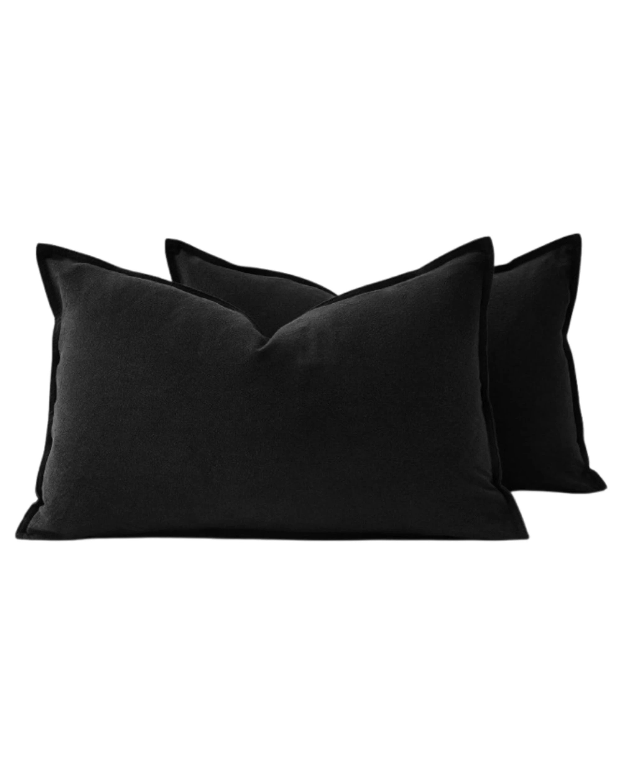 2 Gioia Casa 2-Pack Linen-Cotton Blend Cushion Covers 30x50cm - Black, 2 of 4