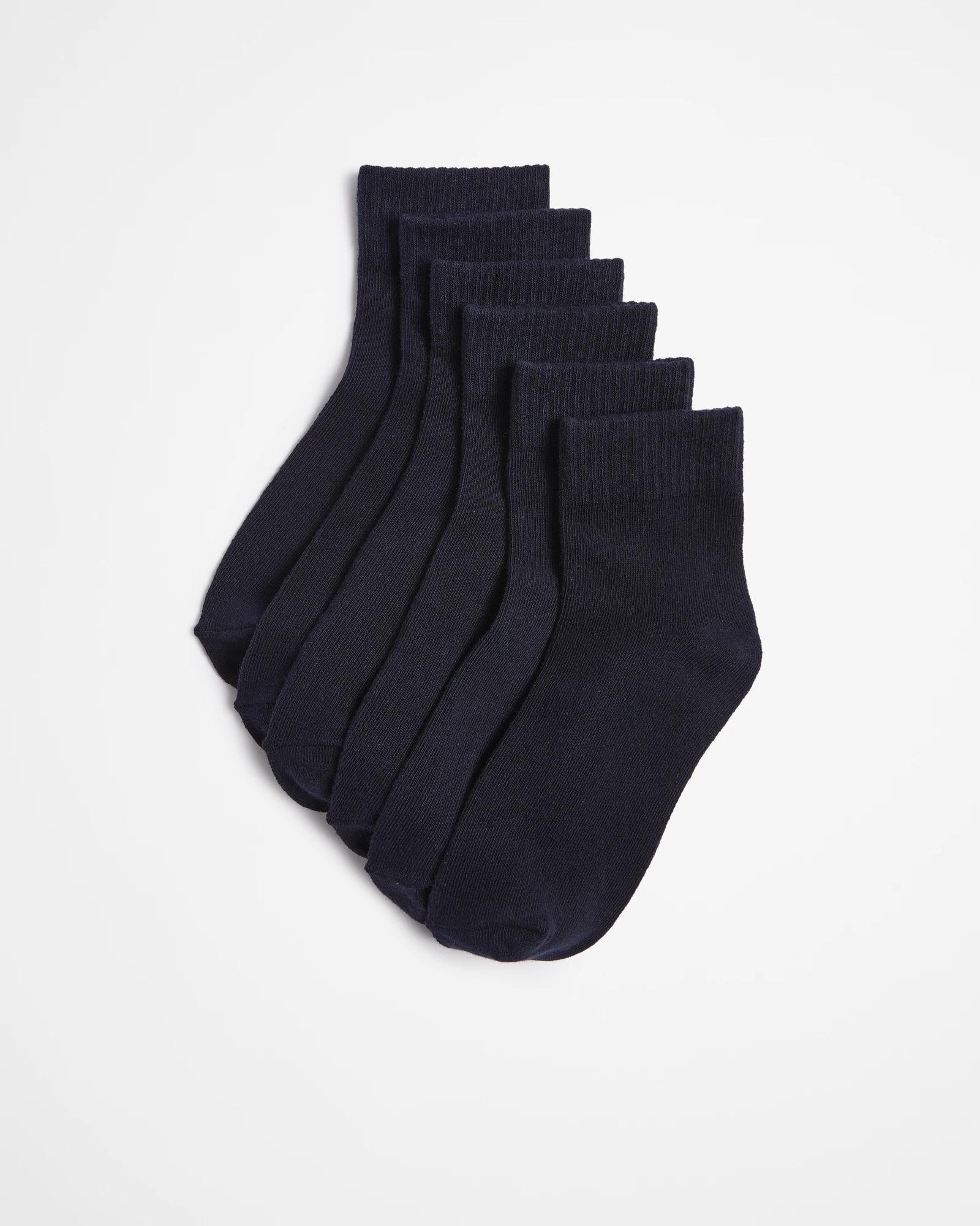 1 Maxx School Quarter Crew Kids Socks 6 Pack NAVY BLUE, 1 of 3
