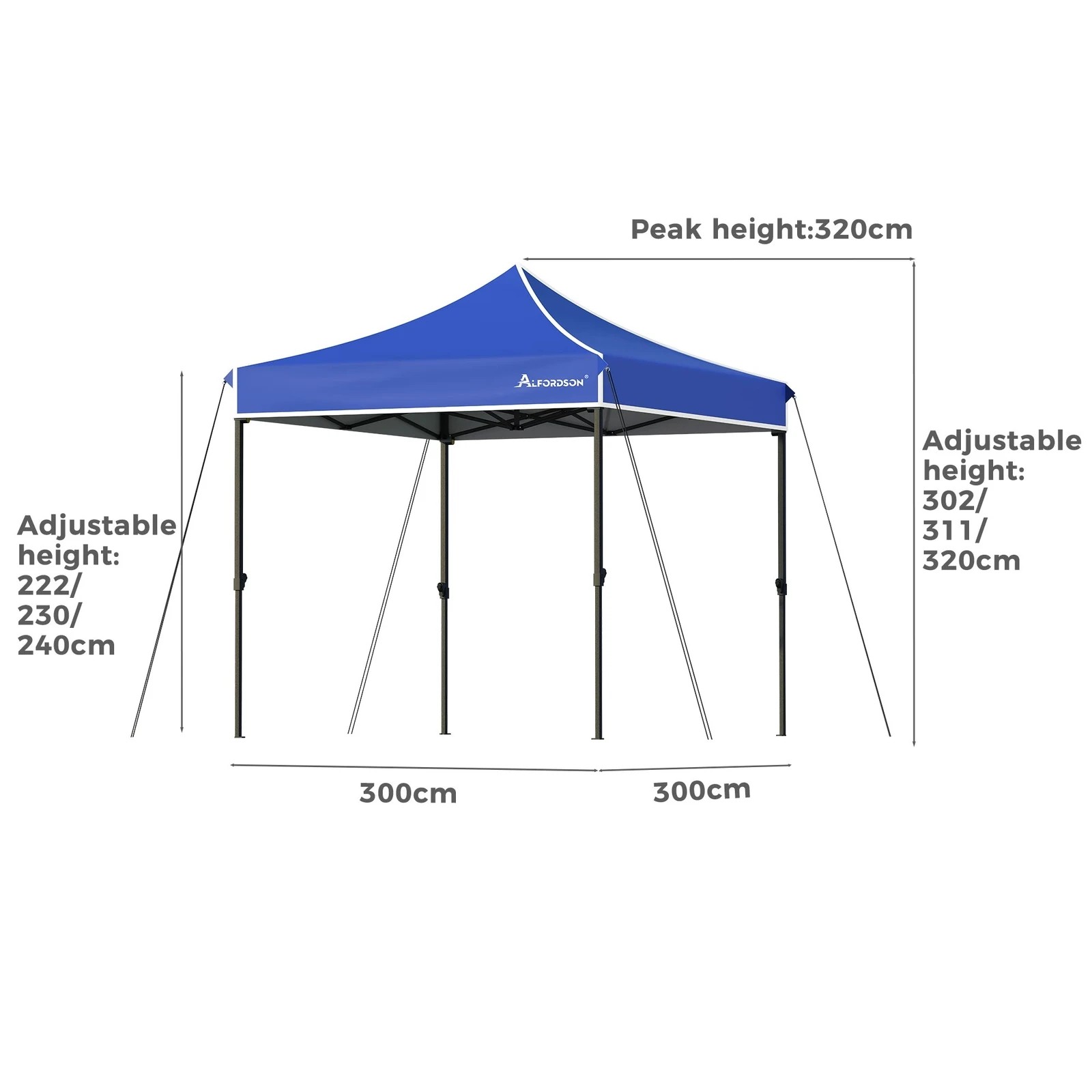 10 Alfordson Gazebo 3x3m Pop Up Marquee Canopy - Blue, 10 of 10