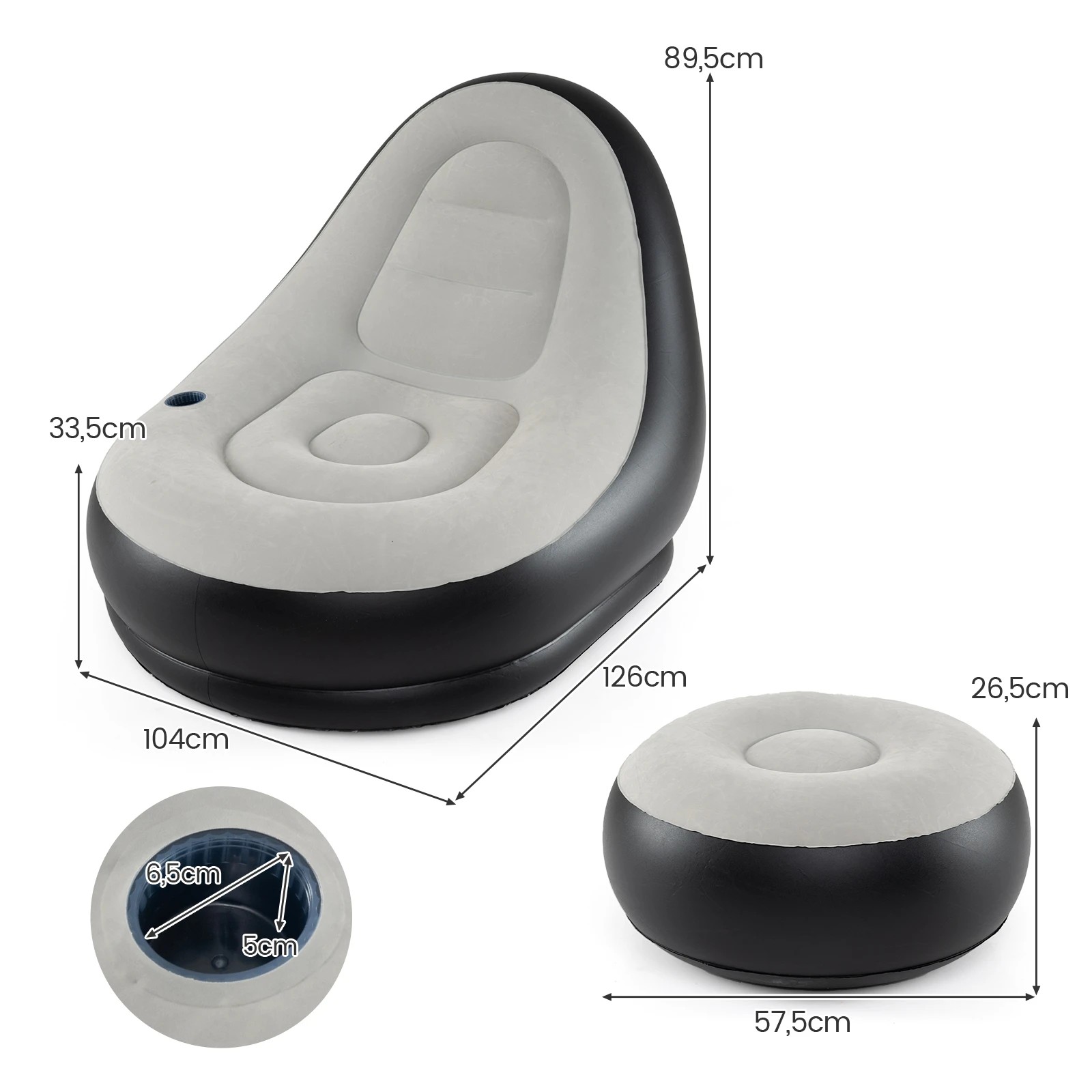 2 Costway Inflatable Lounge Air Sofa Chair w/Ottoman Indoor Outdoor Blow Up Air Couch Bed Lounger Seat, 2 of 2