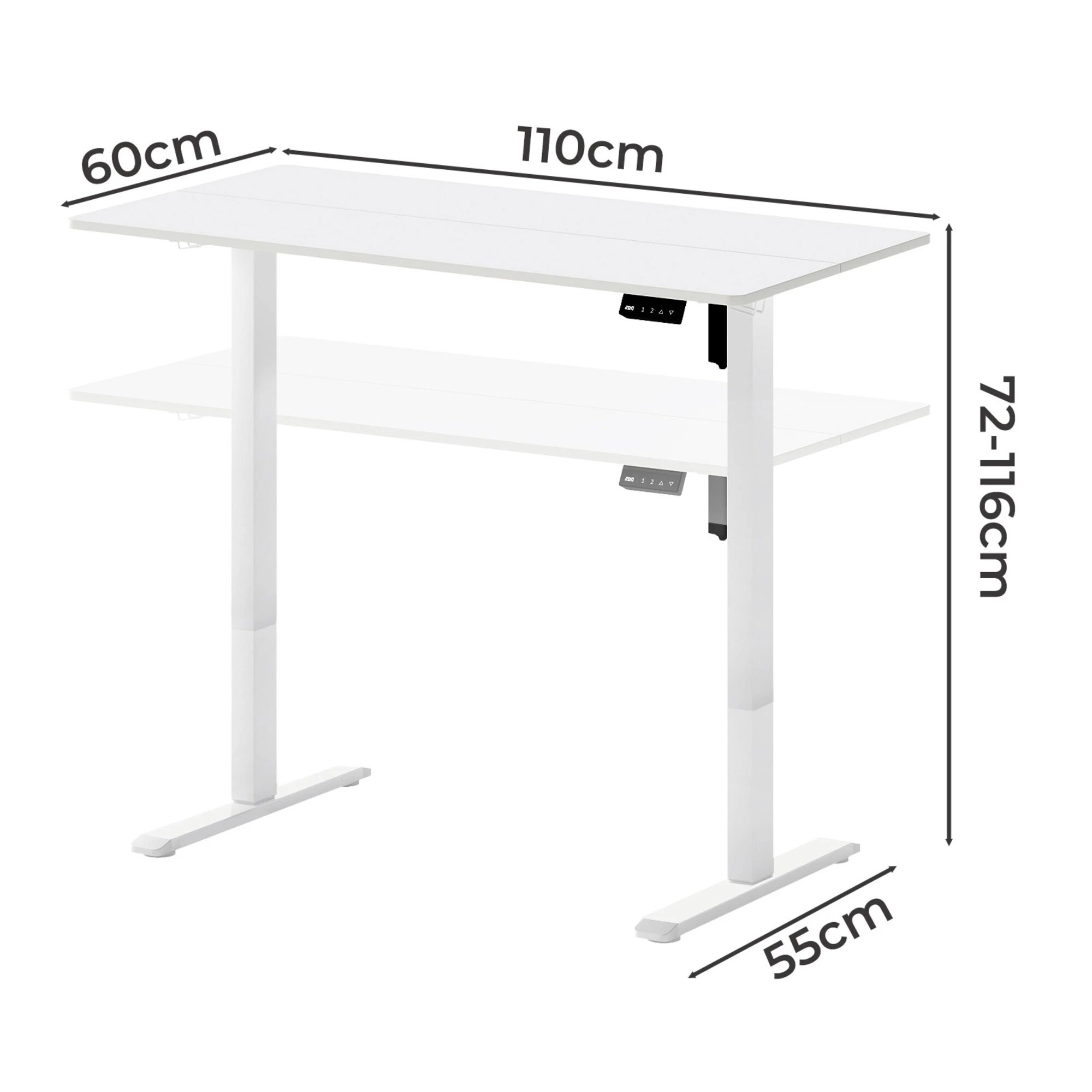 3 Levede Electric Standing Desk 110cm - White, 3 of 9