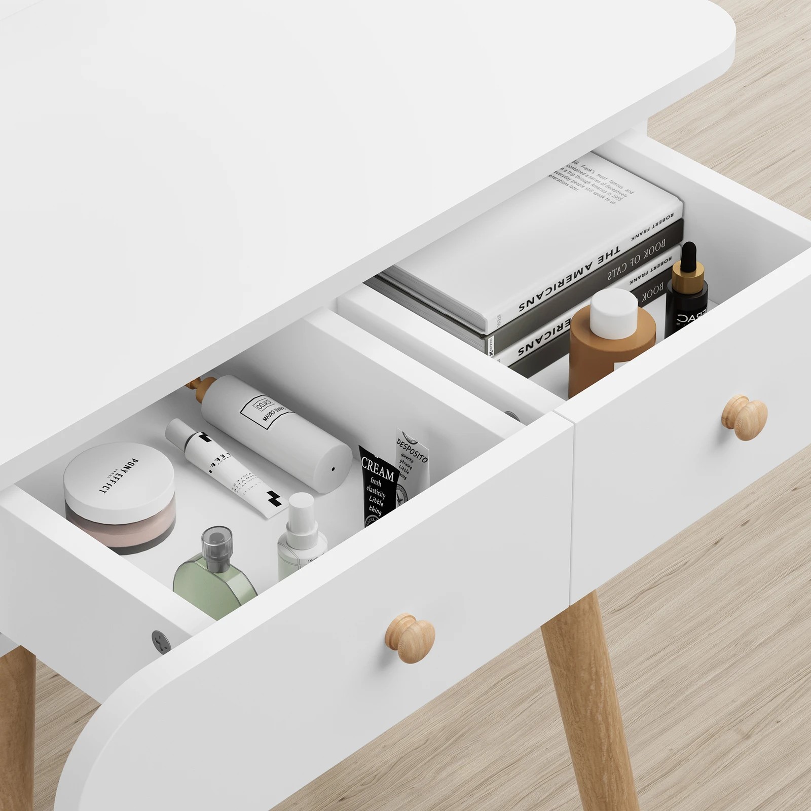 4 Alfordson Dressing Table Stool Set Makeup Mirror Vanity LED Light - White, 4 of 10