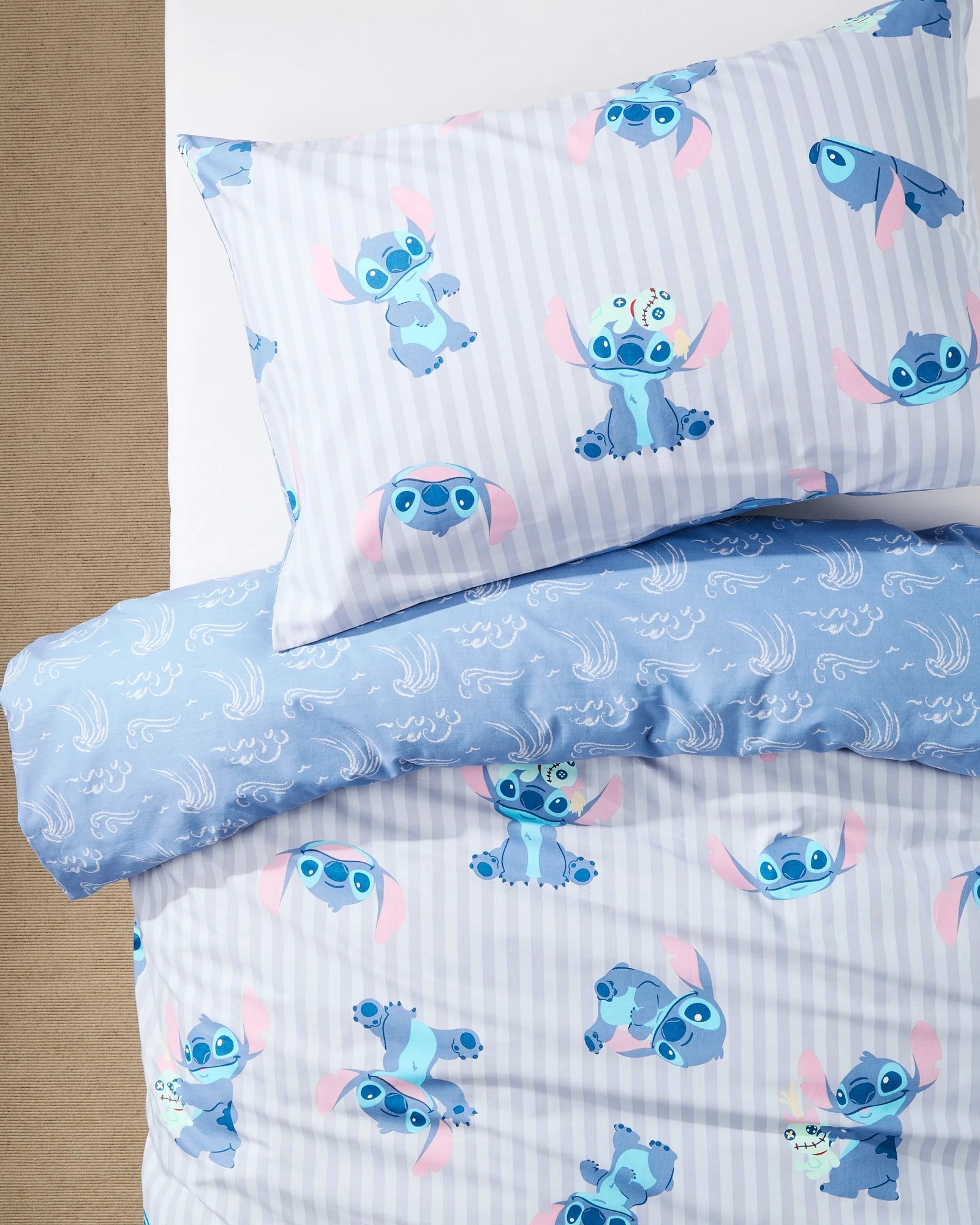 1 Disney Stitch Kids Cotton Quilt Cover Set - Double Bed - Blue, 1 of 4