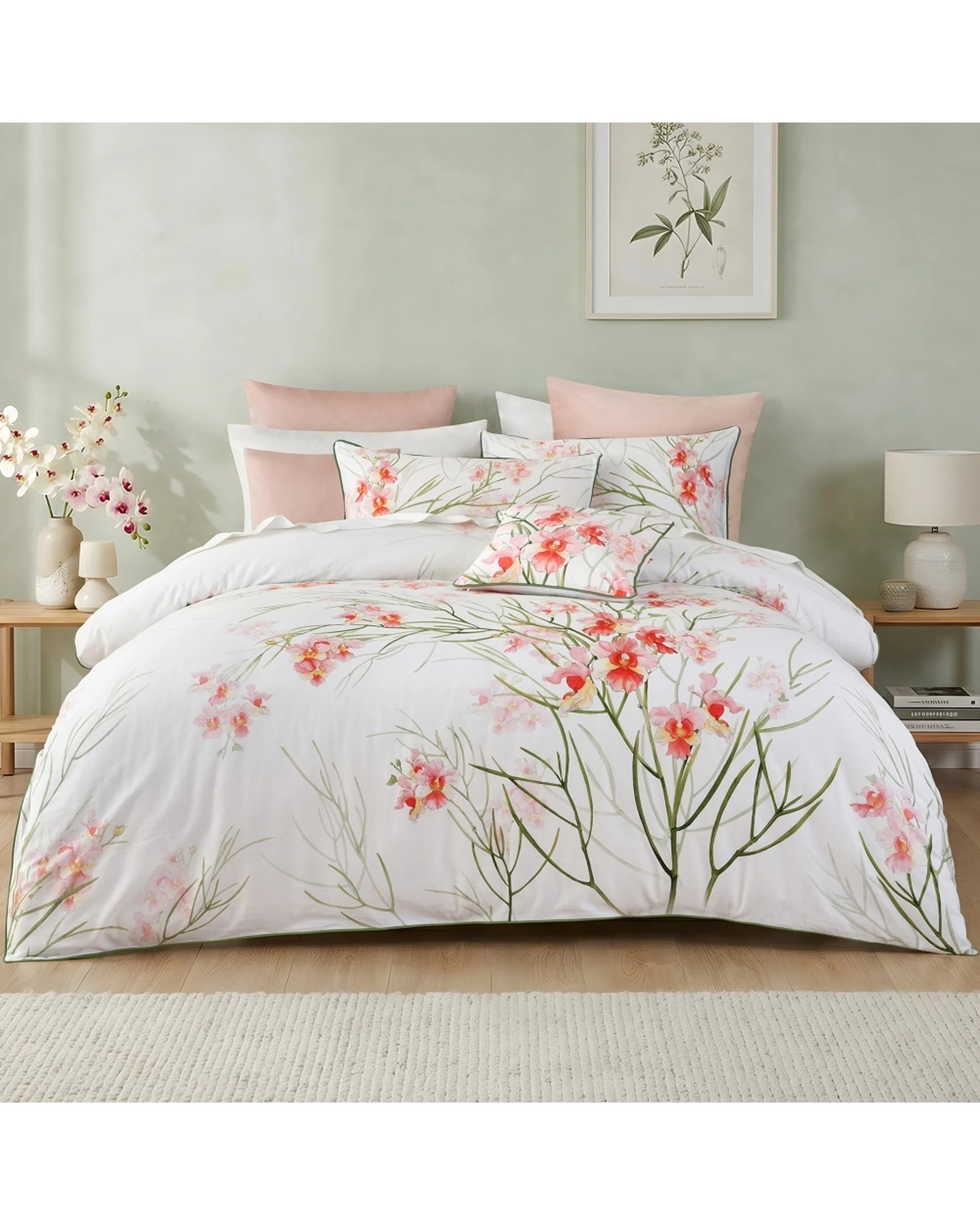 1 Bianca Petalyn Cotton Sateen Quilt Cover Set Floral Piped Edges - King Bed - Pattern, 1 of 4