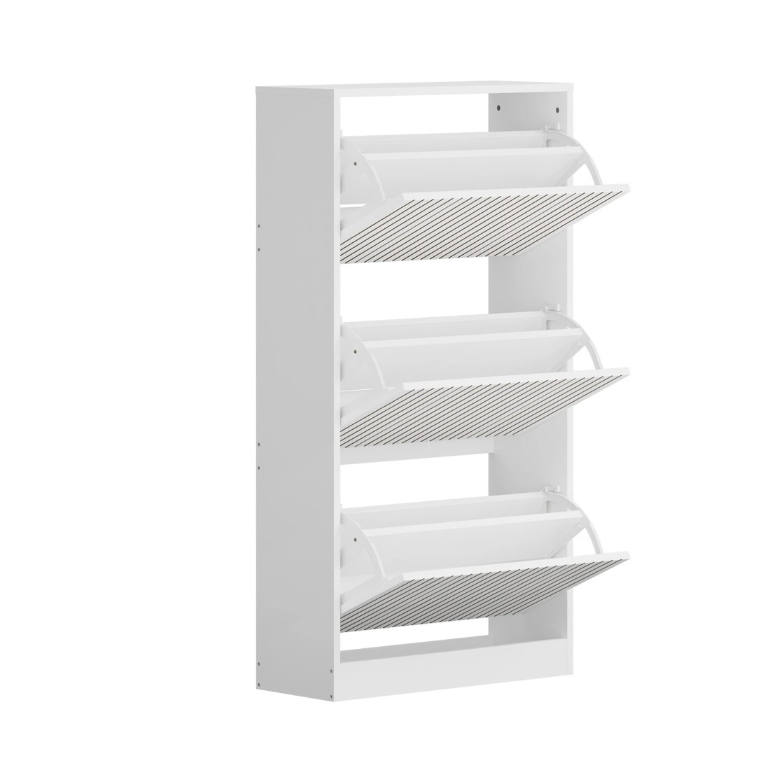 7 Oikiture Shoe Rack Storage Cabinet Organiser Drawers 3 Doors
 - White, 7 of 10