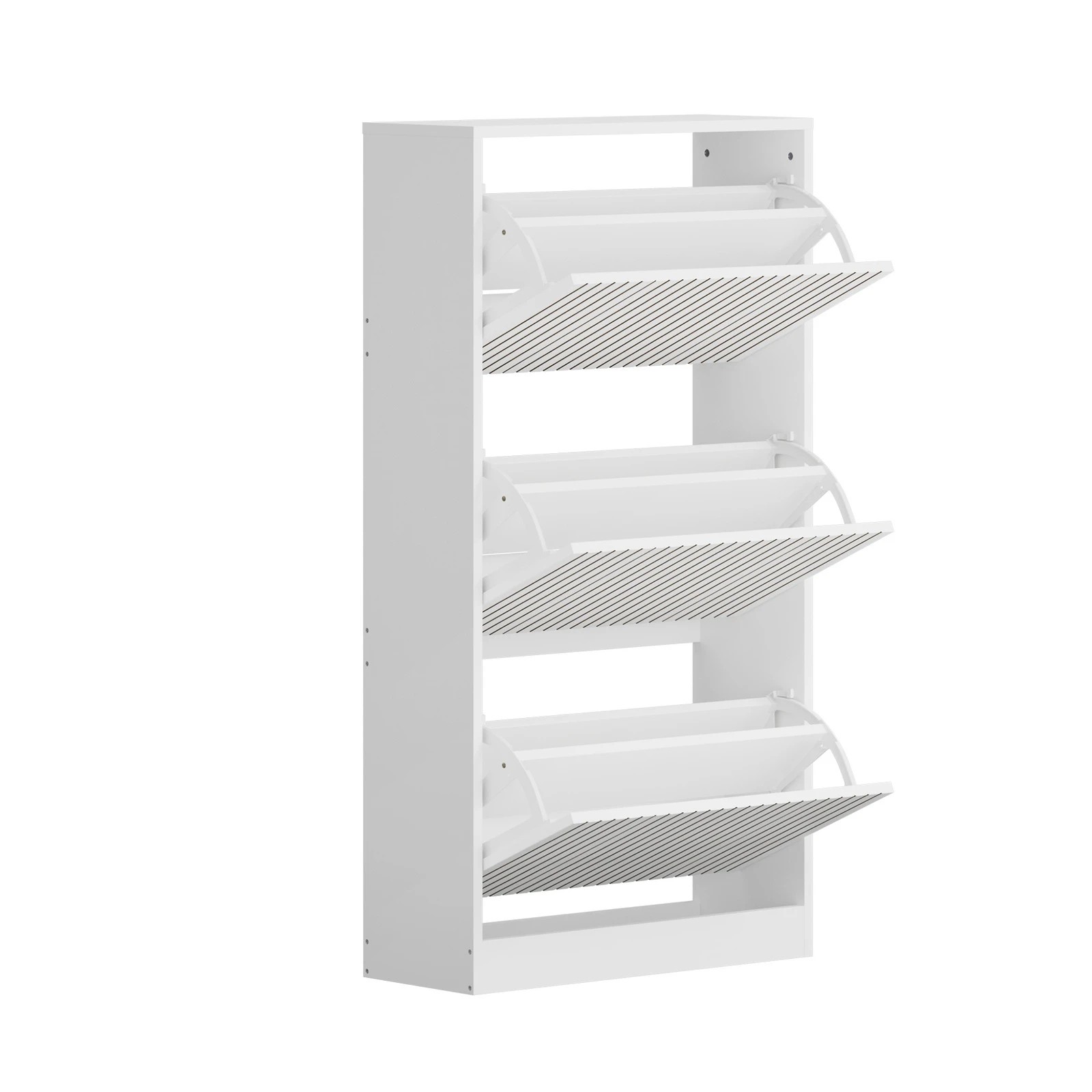 7 Oikiture Shoe Rack Storage Cabinet Organiser Drawers 3 Doors
 - White, 7 of 10