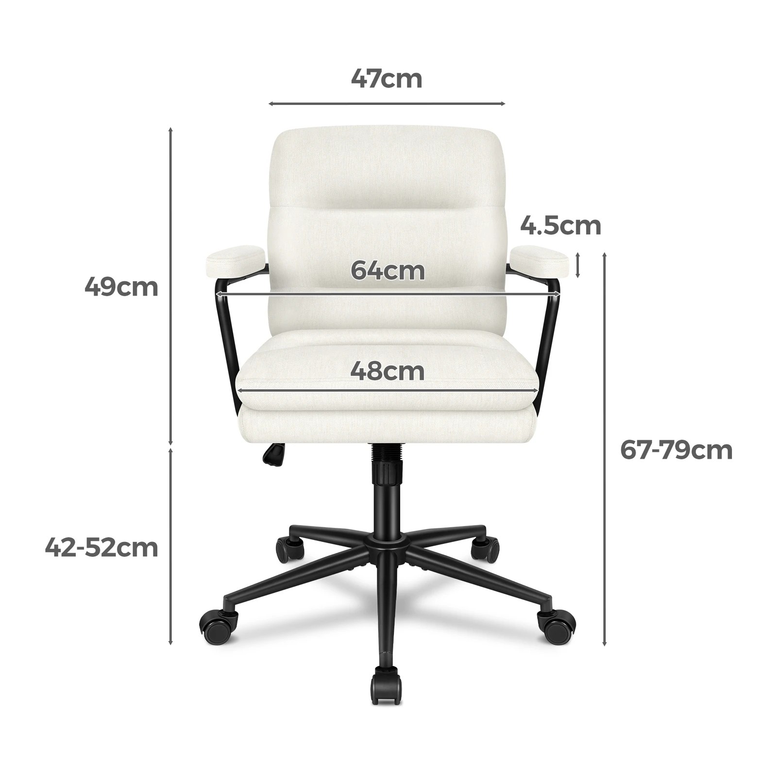 9 Alfordson Office Chair Ergonomic Executive Computer Work Seat Chenille - Beige, 9 of 10