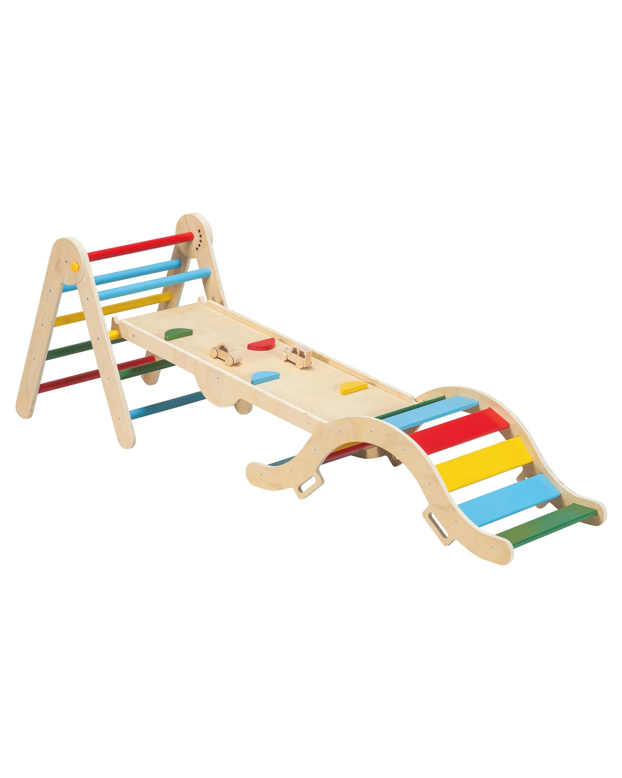 1 PlayPals 6-In-1 Pikler Triangle Set Kids Montessori Wood Climb Play Set Toddler Climbing Gym, 1 of 9
