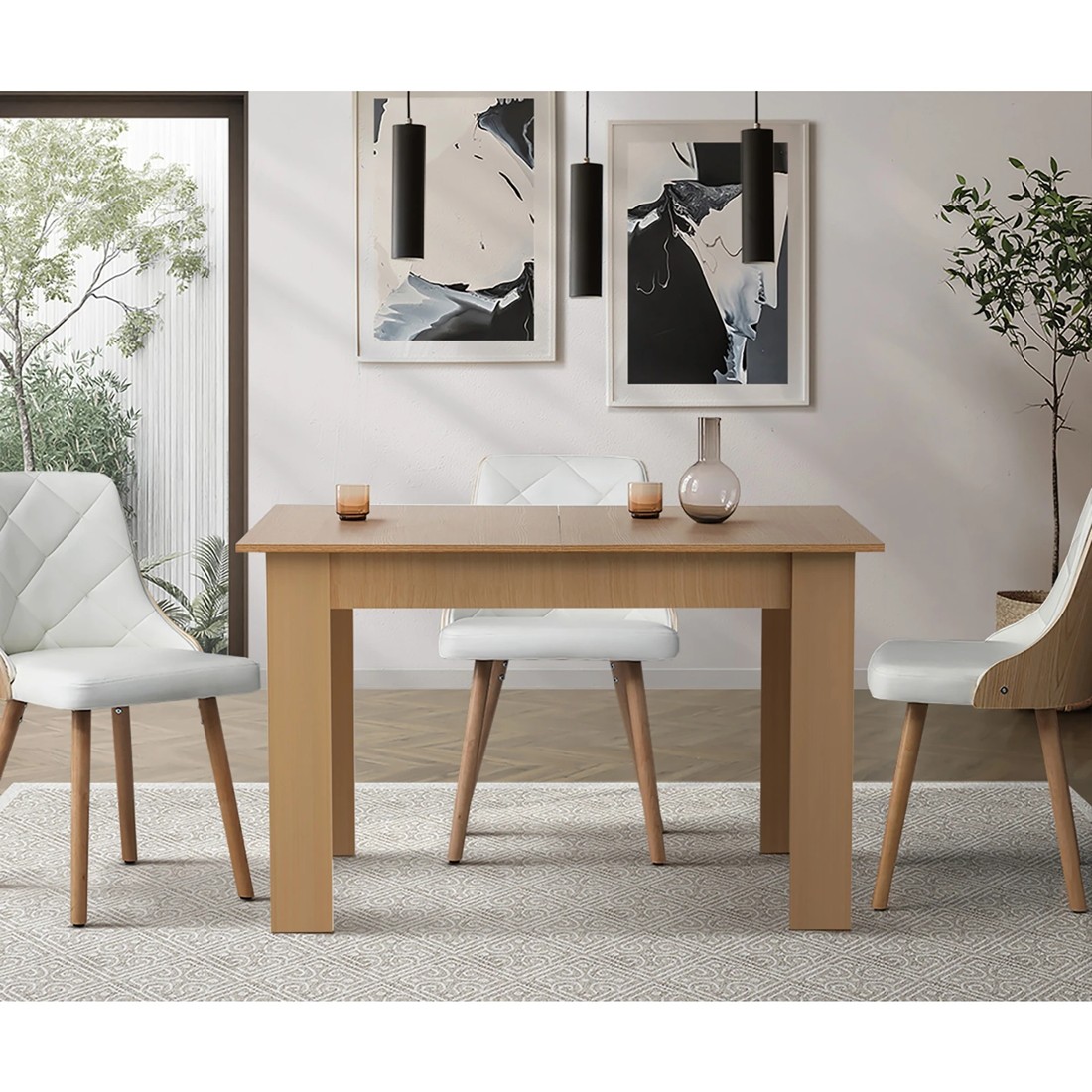 3 Oikiture 160cm Extendable Dining Table Kitchen Restaurant Cafe Table
 - Natural, 3 of 8