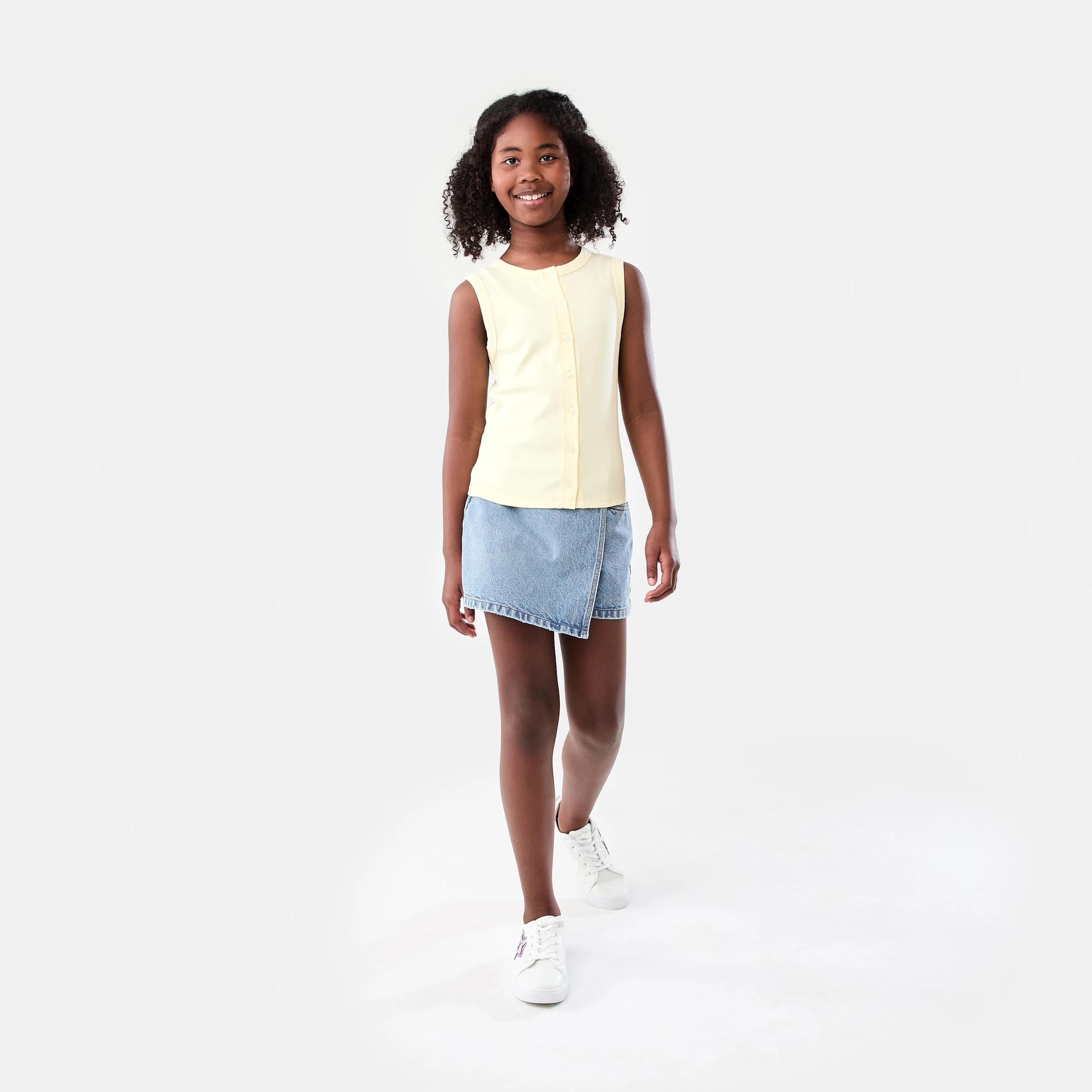 6 Button Through Rib Tank Sorbet Yel, 6 of 7