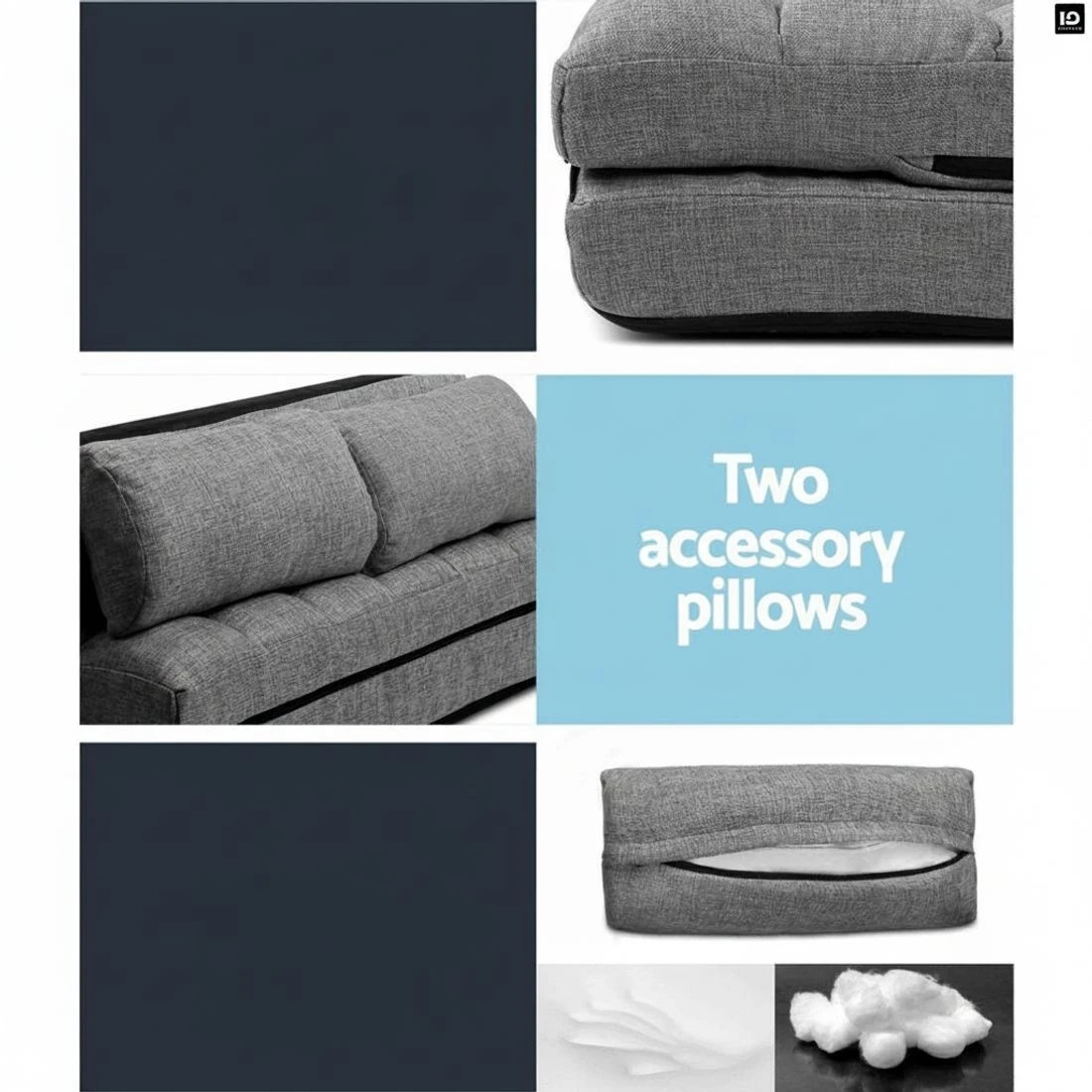 6 Artiss Lounge Sofa Bed 2-seater  Fabric - Grey, 6 of 6