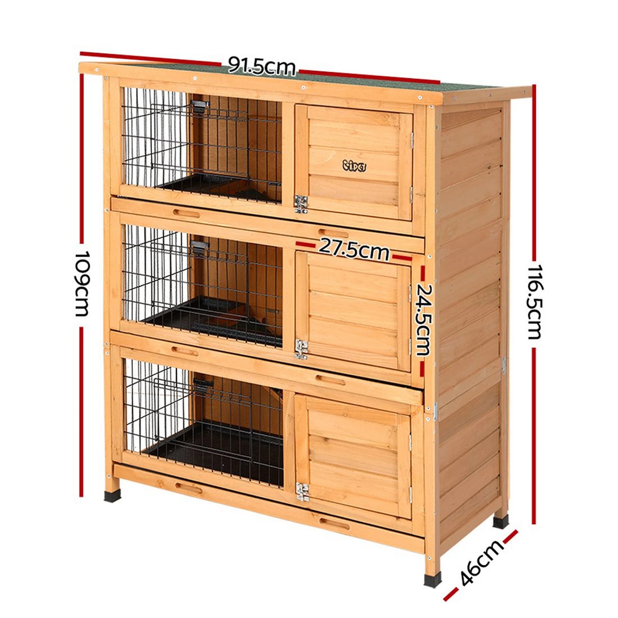 3 i.Pet Rabbit Hutch Chicken Coop Large House Cage Run Wooden Bunny Pet Outdoor - Brown, 3 of 7