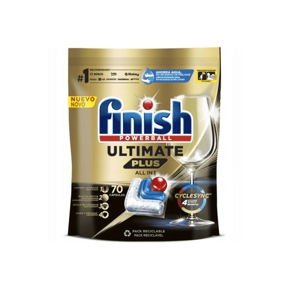 2 Finish Ultimate Plus Dishwashing Cleaning Tablets 5 X 70pc All In 1 Glass Care, 2 of 3