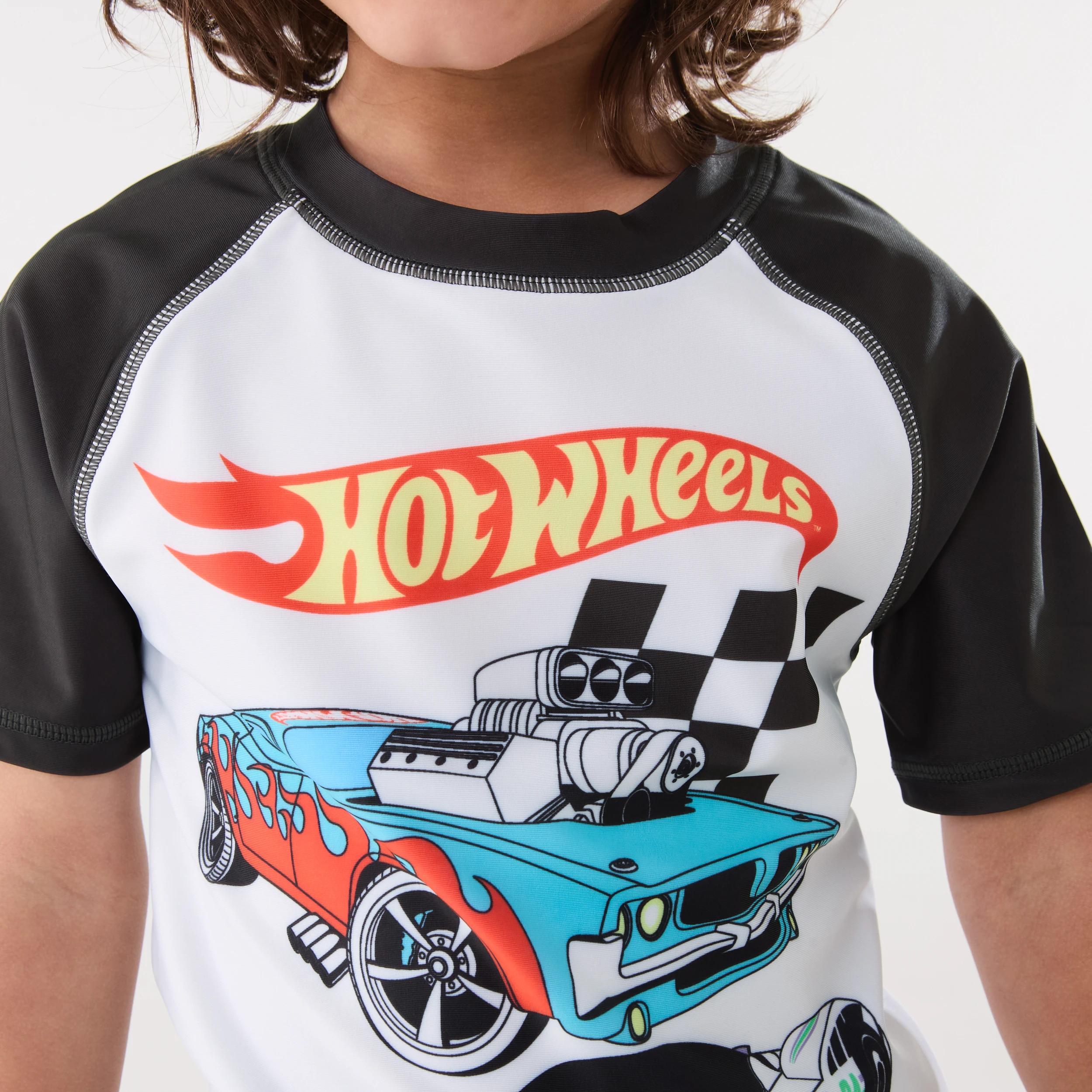 4 Hot Wheels License Short Sleeve Rash Vest HOT WHEELS RAGLAN PRINT SWIM, 4 of 6