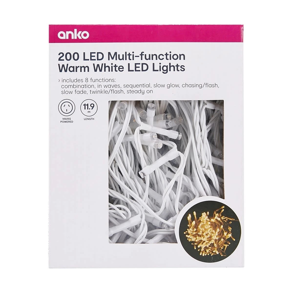 8 200 LED Multi-Function Warm White String Lights, 8 of 8