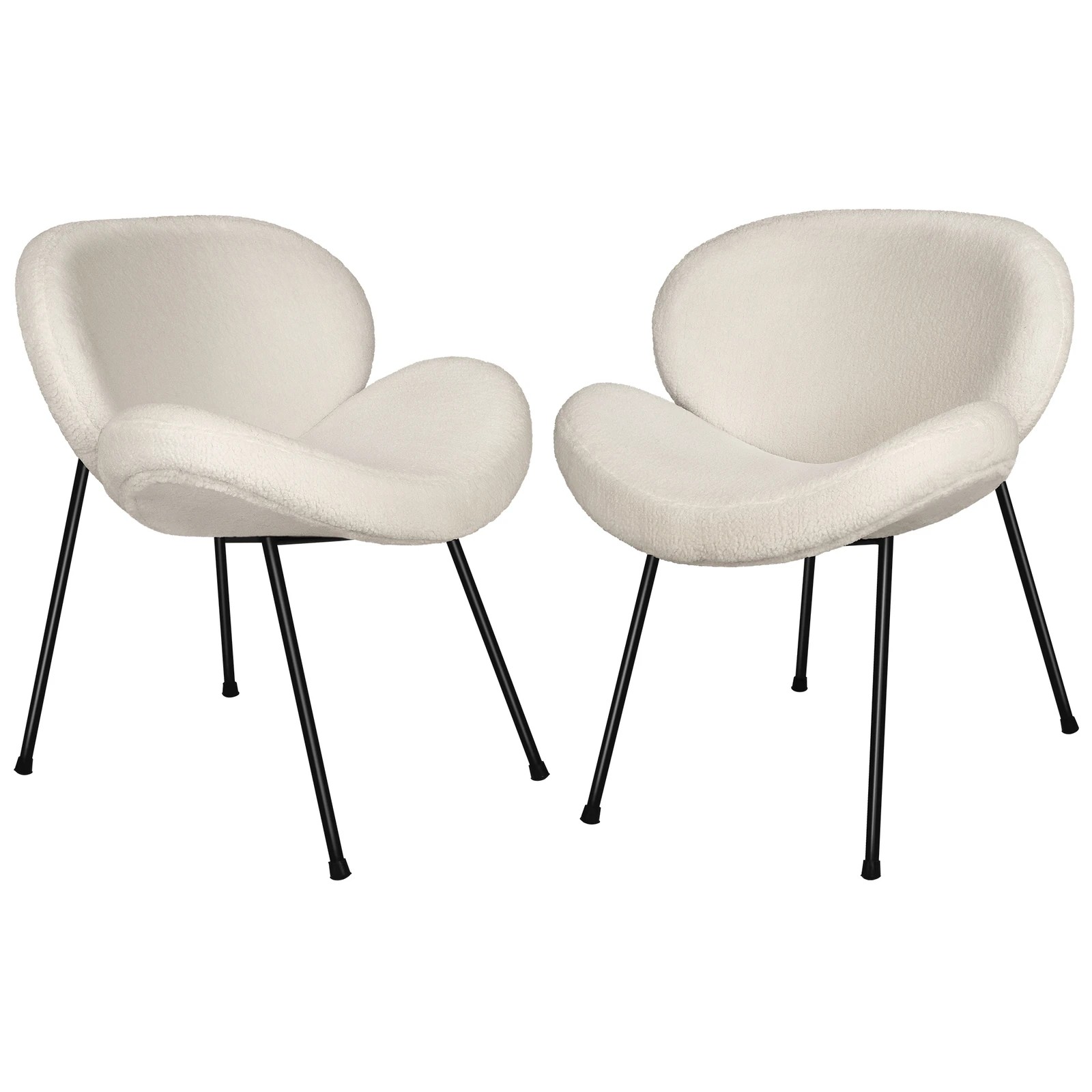 1 Alfordson 2x Dining Chair Armchair Accent Kitchen Padded Living Room Sherpa - White, 1 of 3