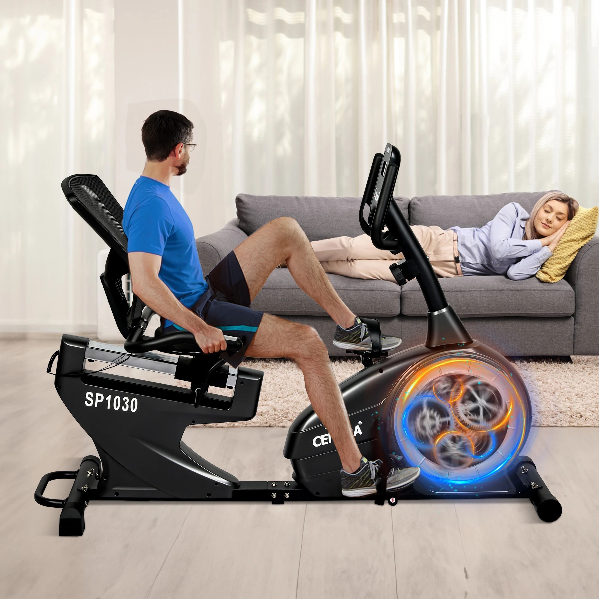 8 Centra Recumbent Magnetic Exercise Bike Fitness Trainer Cycle Gym Equipment, 8 of 9