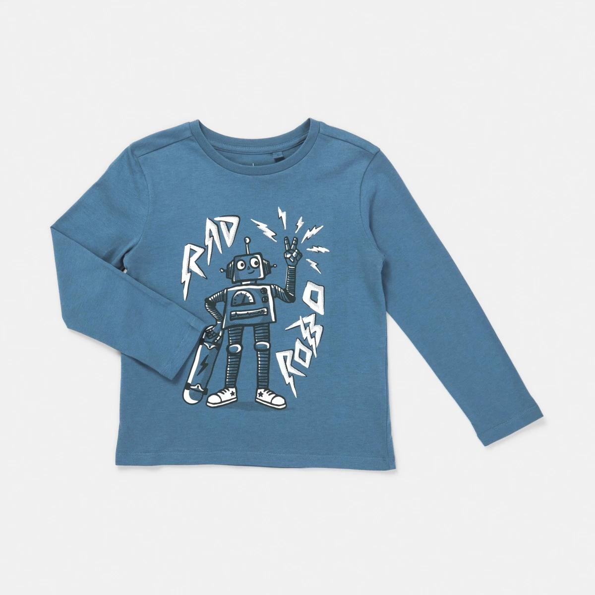 7 Long Sleeve Print T-shirt Blu Robo, 7 of 8