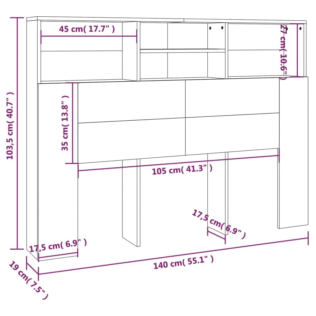 5 vidaXL Headboard Cabinet Chipboard - White, 5 of 6