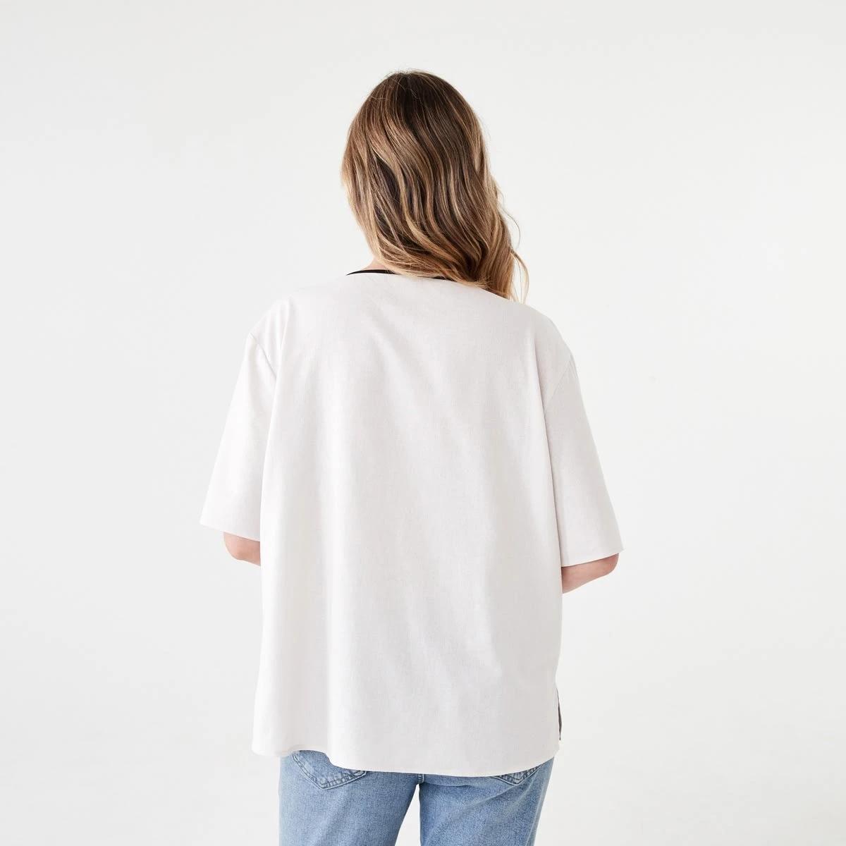 3 Short Sleeve Tie Front Top NATURAL BEIGE, 3 of 6
