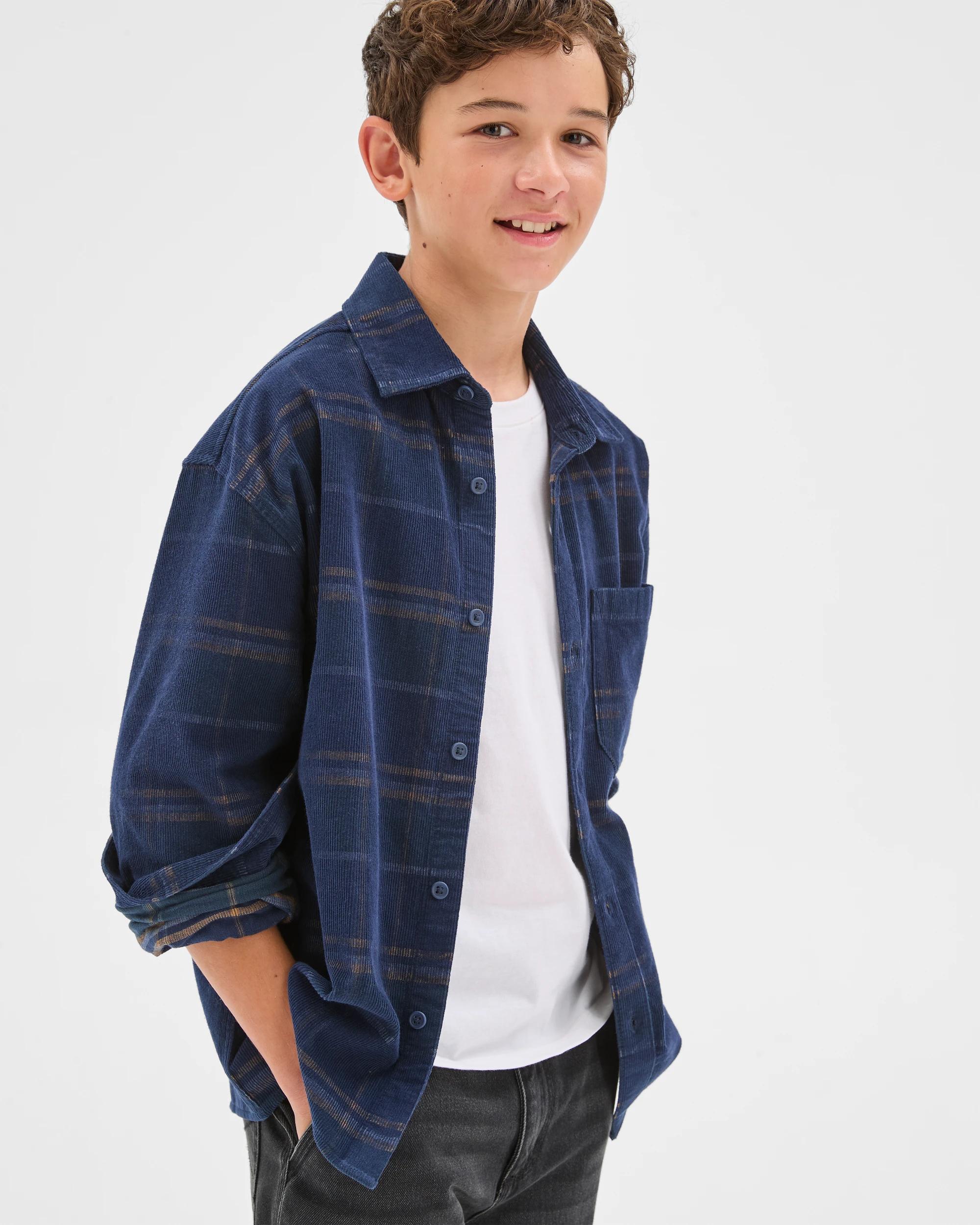 3 Target Kids Long Sleeve Corduroy Shirt BLACK, 3 of 6