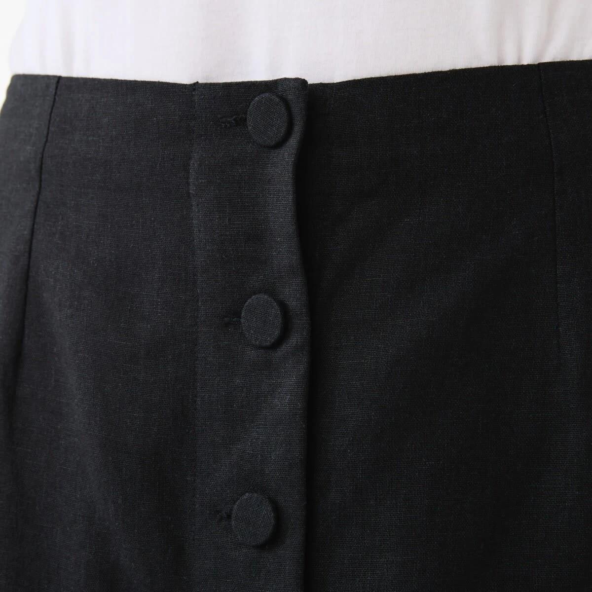 4 Button Through Midi Skirt Black, 4 of 4