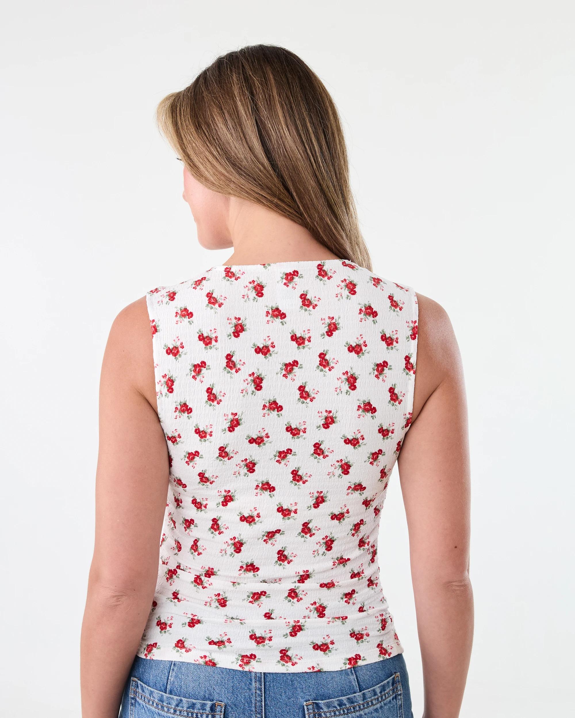 3 Sleeveless Square Neck Gathered Top Dense Rose, 3 of 6