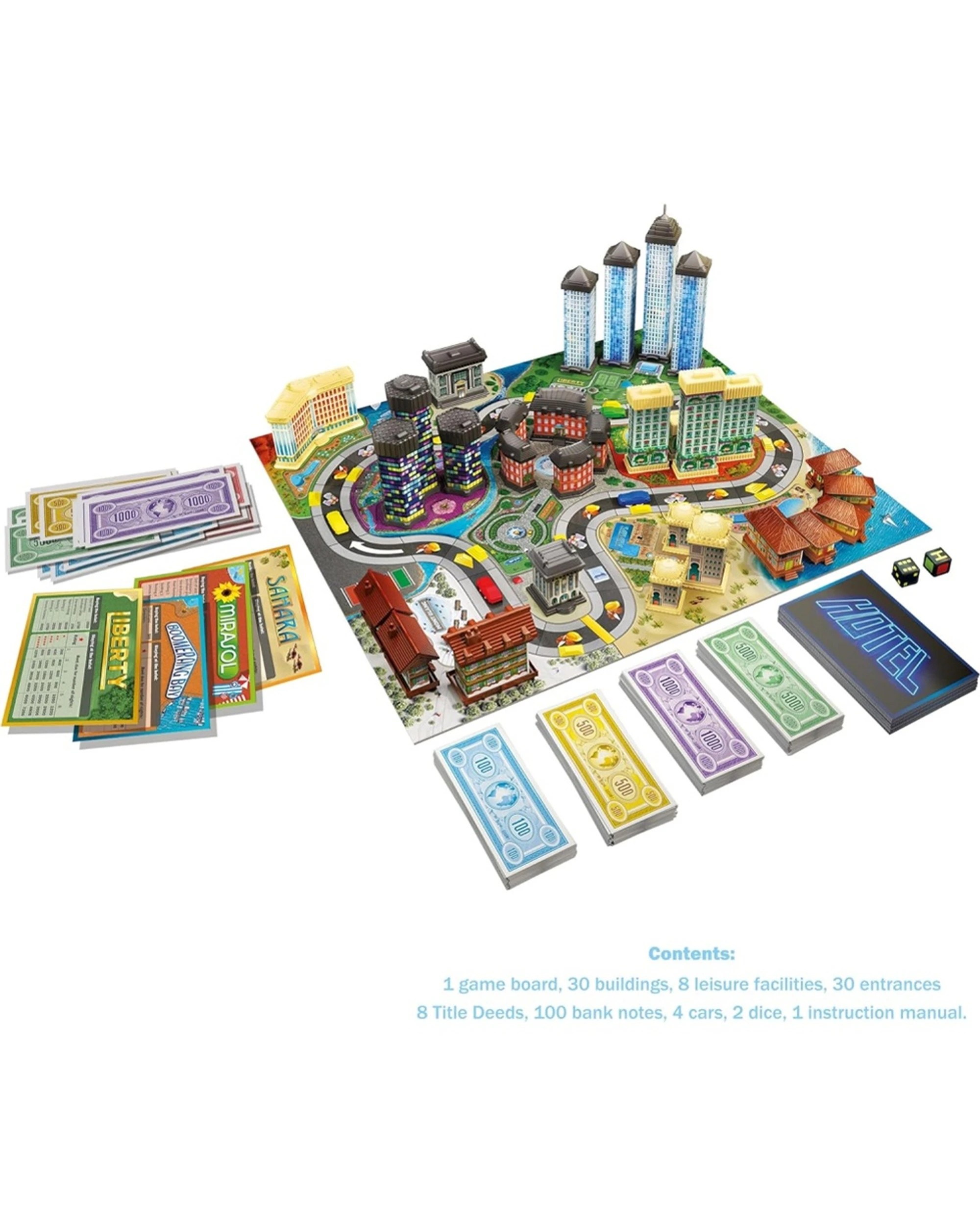 2 Fuel For Fun Hotel Board Game Classic 80s Family Property Tycoon 2-4 Player - Multi, 2 of 3