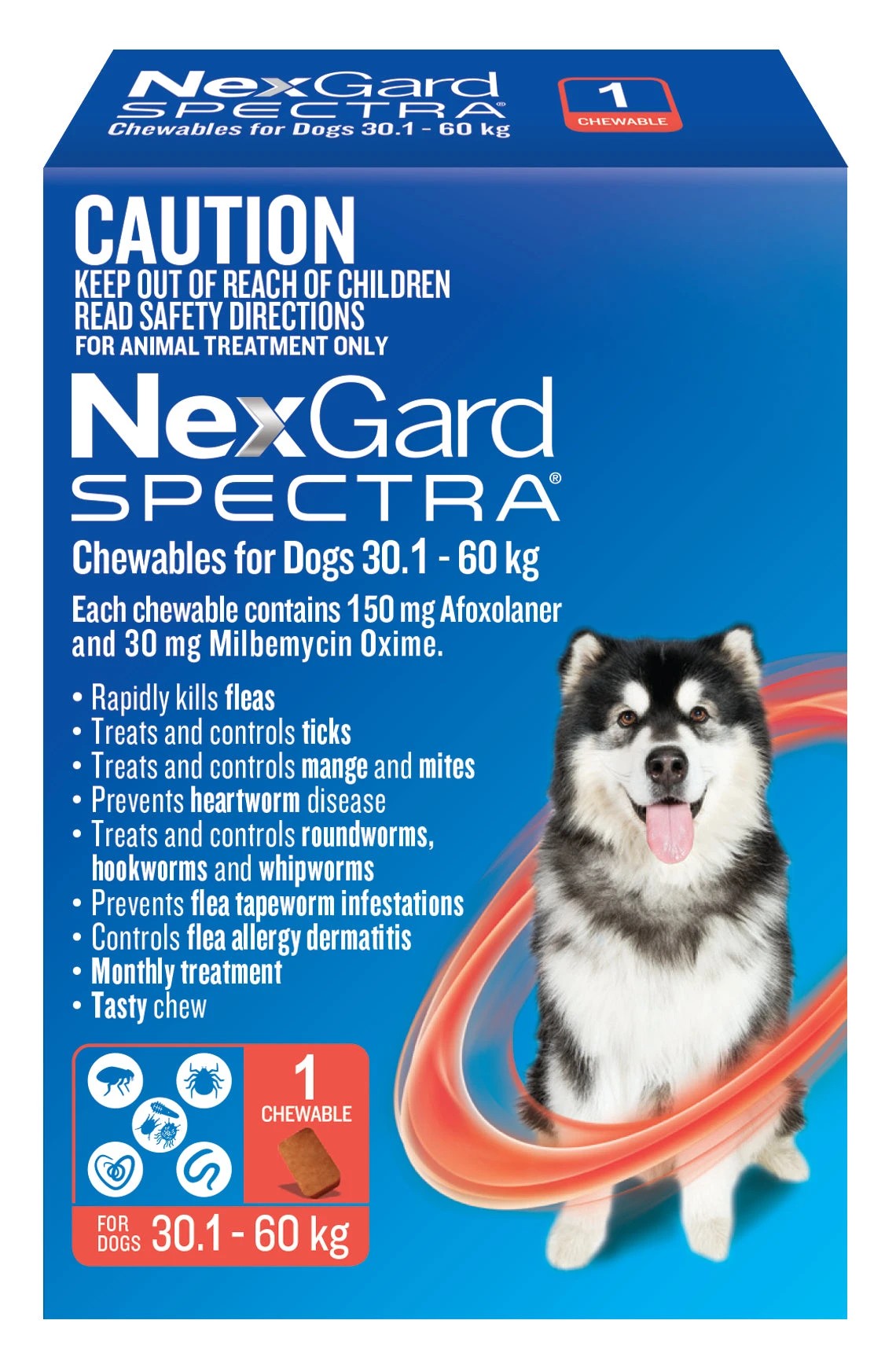1 Nexgard Spectra Chewables For Very Large Dogs Red 30.1-60kg - 6 Months Supply, 1 of 2