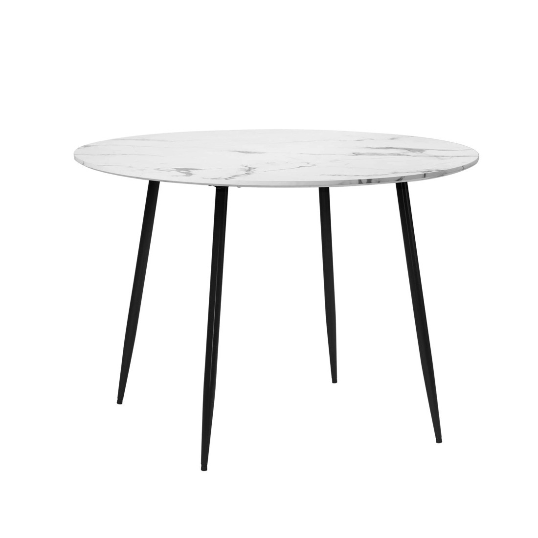 1 Oikiture 110cm Dining Table Round Wooden Table With Marble Effect Metal Legs
 - Multi, 1 of 8