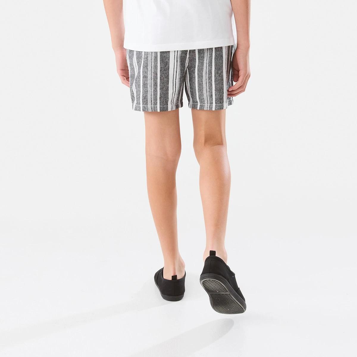 2 Linen Shorts Blk Stripe, 2 of 7