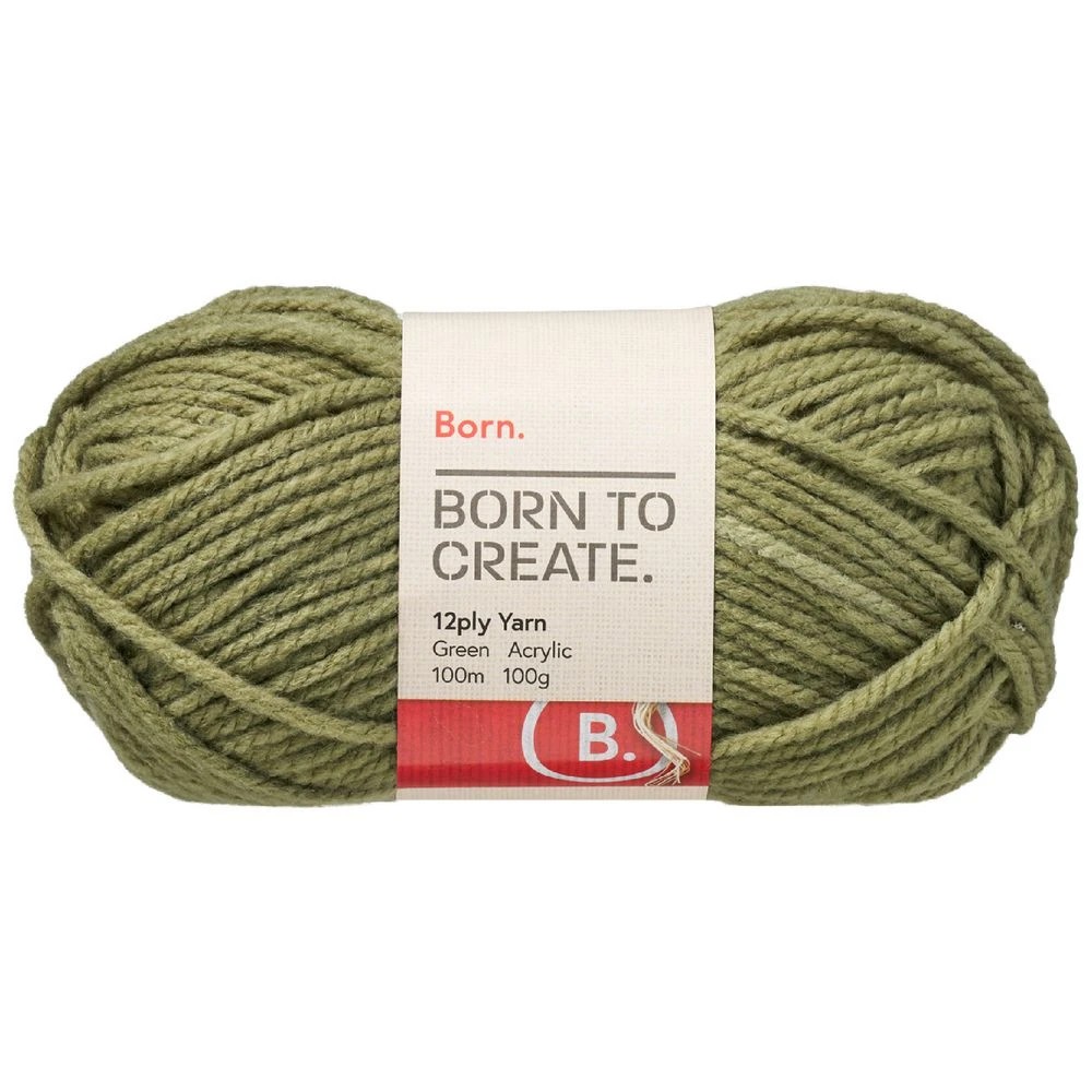 1 Born 12 Ply Yarn 100g Green, 1 of 3