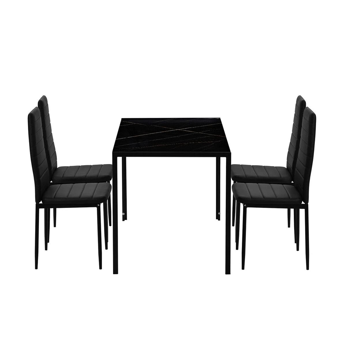 7 Ausway Marble Dining Table Set 4 Chairs Faux Marble Large Glossy Desk, 7 of 7