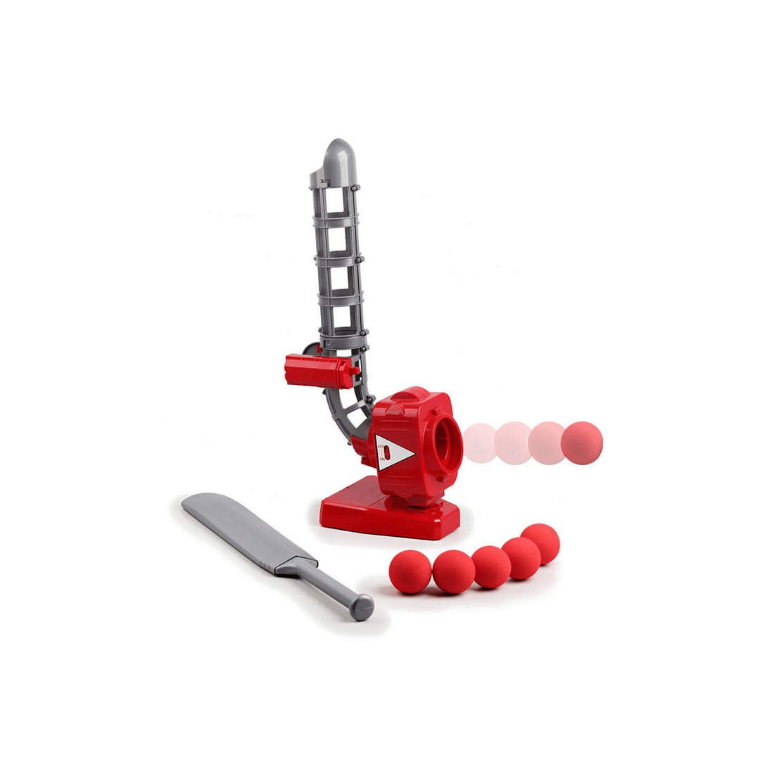 2 Lenoxx Cricket Ball Pitcher Battery Operated Soft Ball Launcher Toy Kids Outdoors Red Grey Plastic - Red, 2 of 3