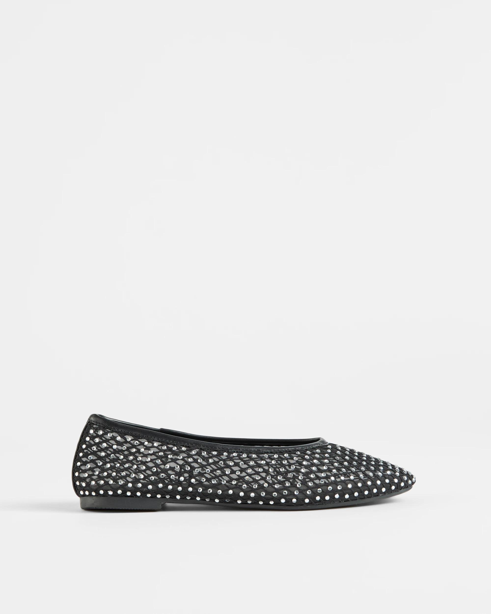 1 Target Girls Senior Sparkle Mesh Ballet Flat BLACK, 1 of 3