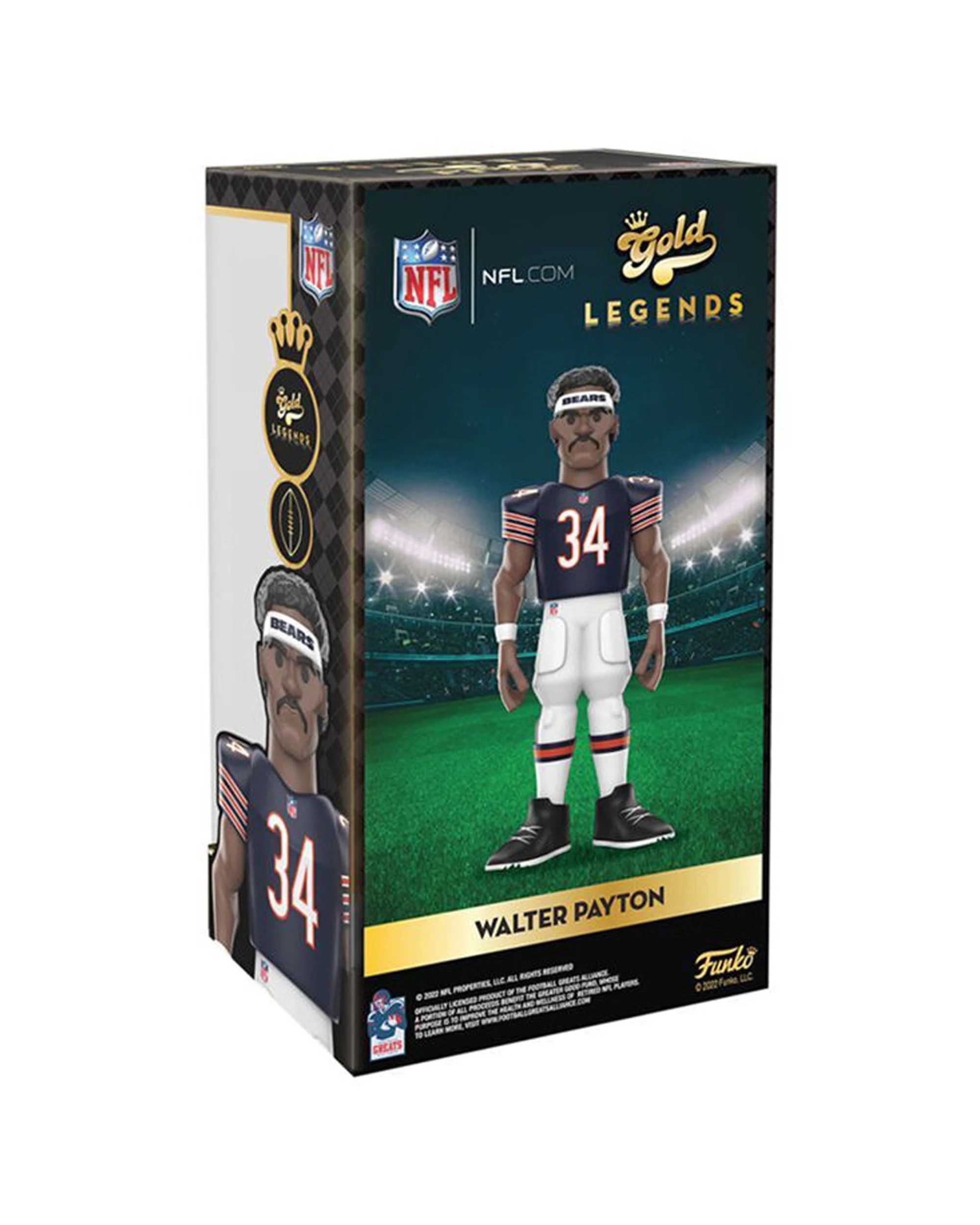 2 NFL Football Walter Payton Bears Vinyl Action Figure Toy 12In Collectible - Gold, 2 of 5