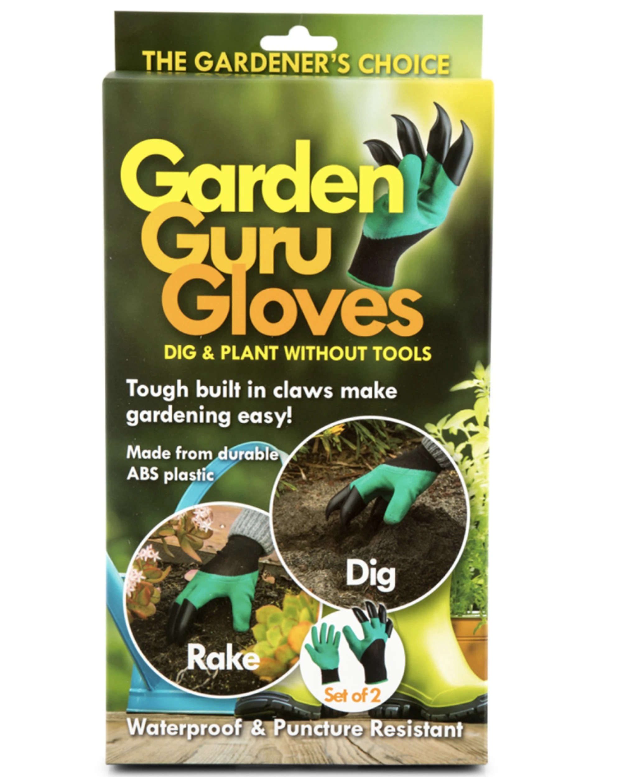 2 Br Outdoor Garden Guru Waterproof And Puncture Resistant Gloves W Claws Digging, 2 of 6